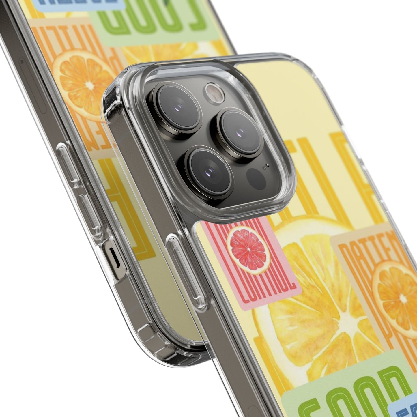 Clear Phone Case — Citrus Fruit Typography "Good Faith" Design