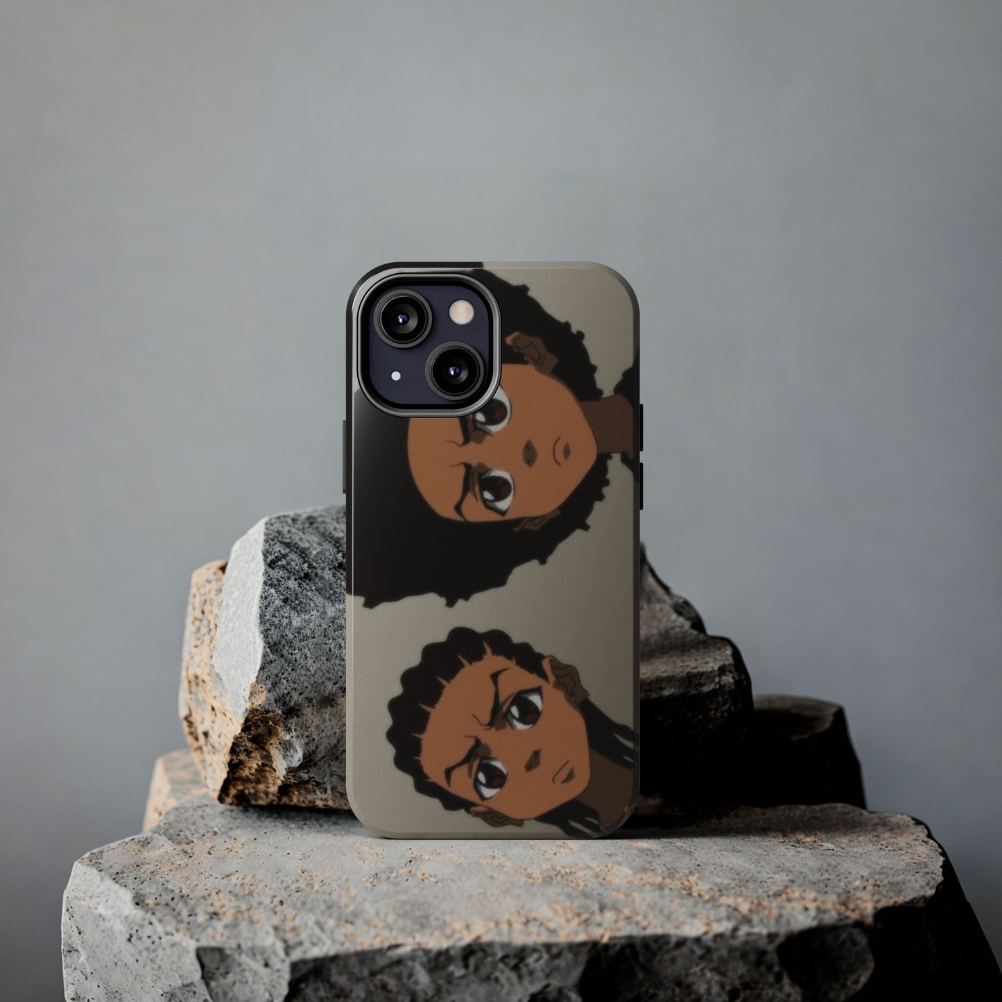 Tough Phone Case — Afro Anime Duo Face Design, Protective Shockproof Cover