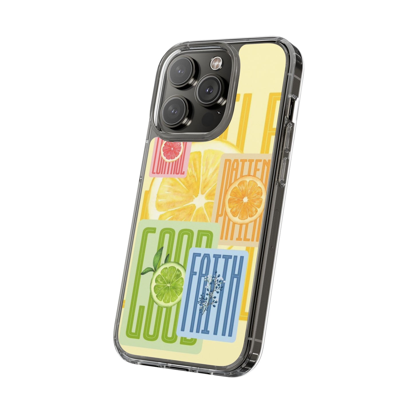 Clear Phone Case — Citrus Fruit Typography "Good Faith" Design