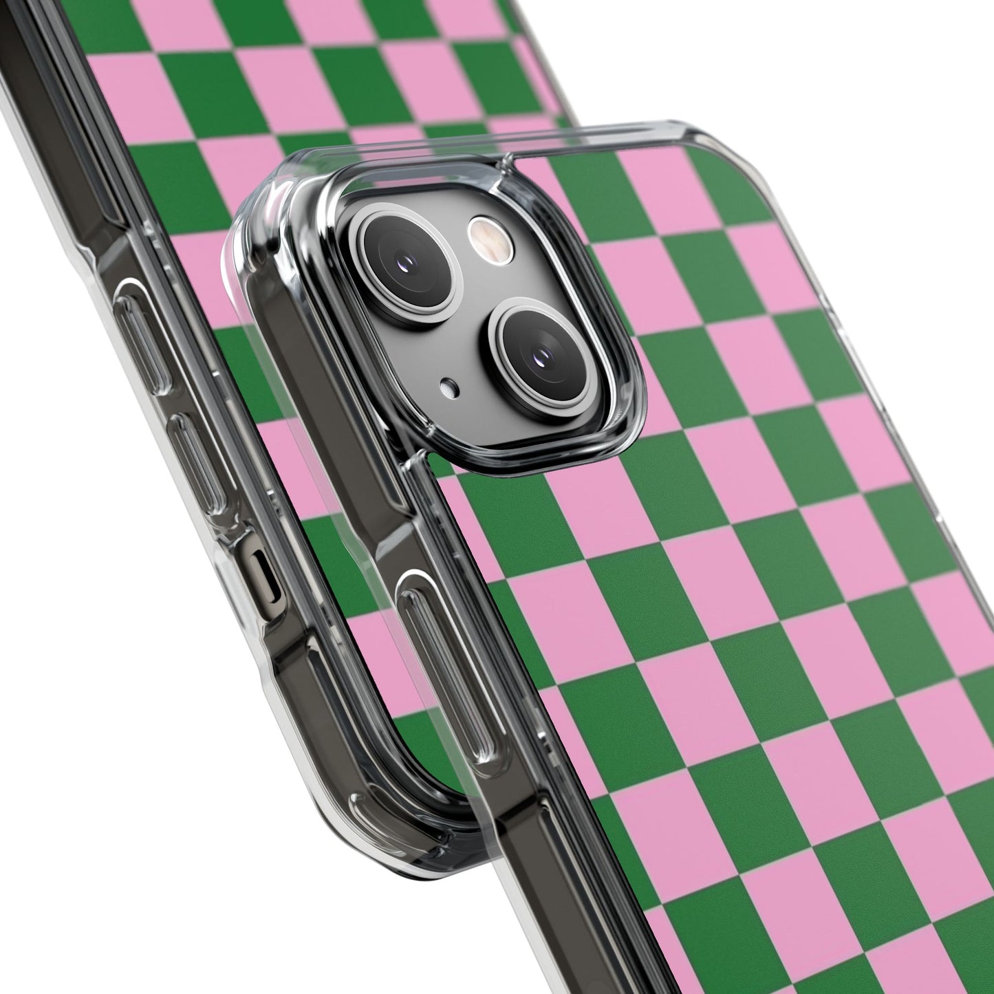 Pink & Green Checkerboard Magnetic Clear Phone Case