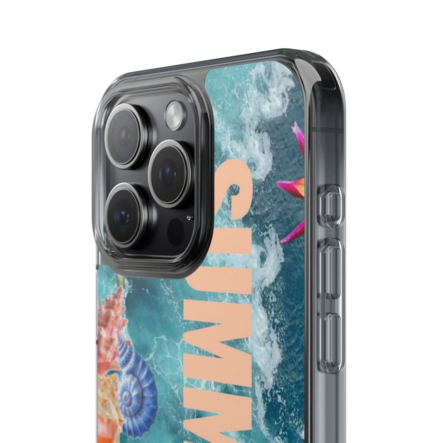 Summer Floral Clear Impact Phone Case — "SUMMER" Tropical Hibiscus Design