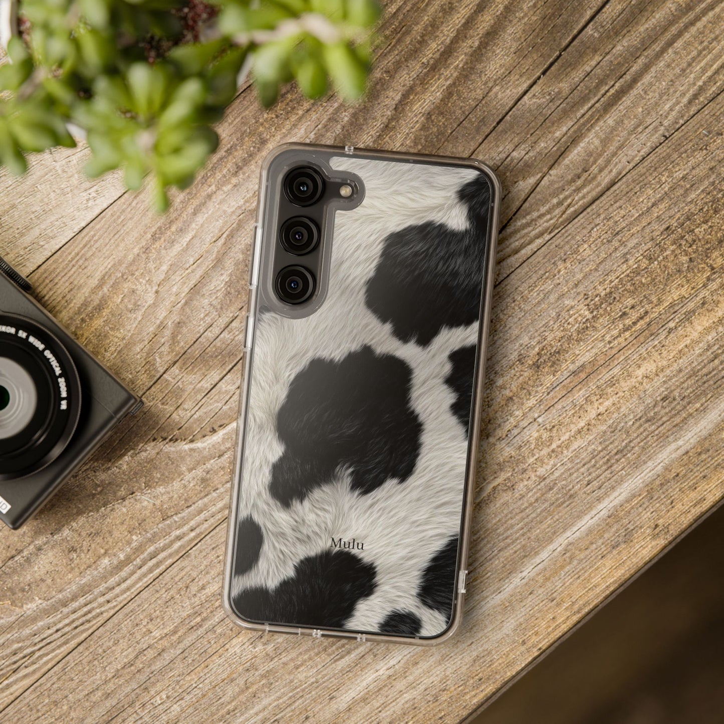 Cow Print Clear Impact Phone Case — Faux Fur Black & White Protection