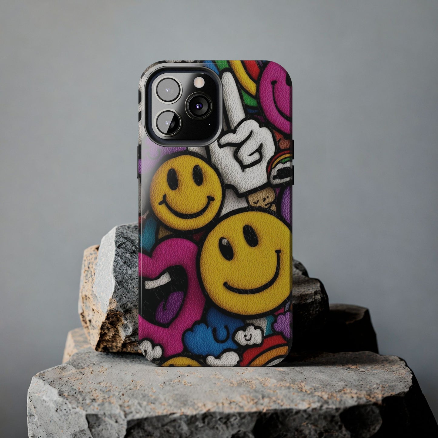 Smiley Graffiti Tough Phone Case – Colorful Urban Art Protection
