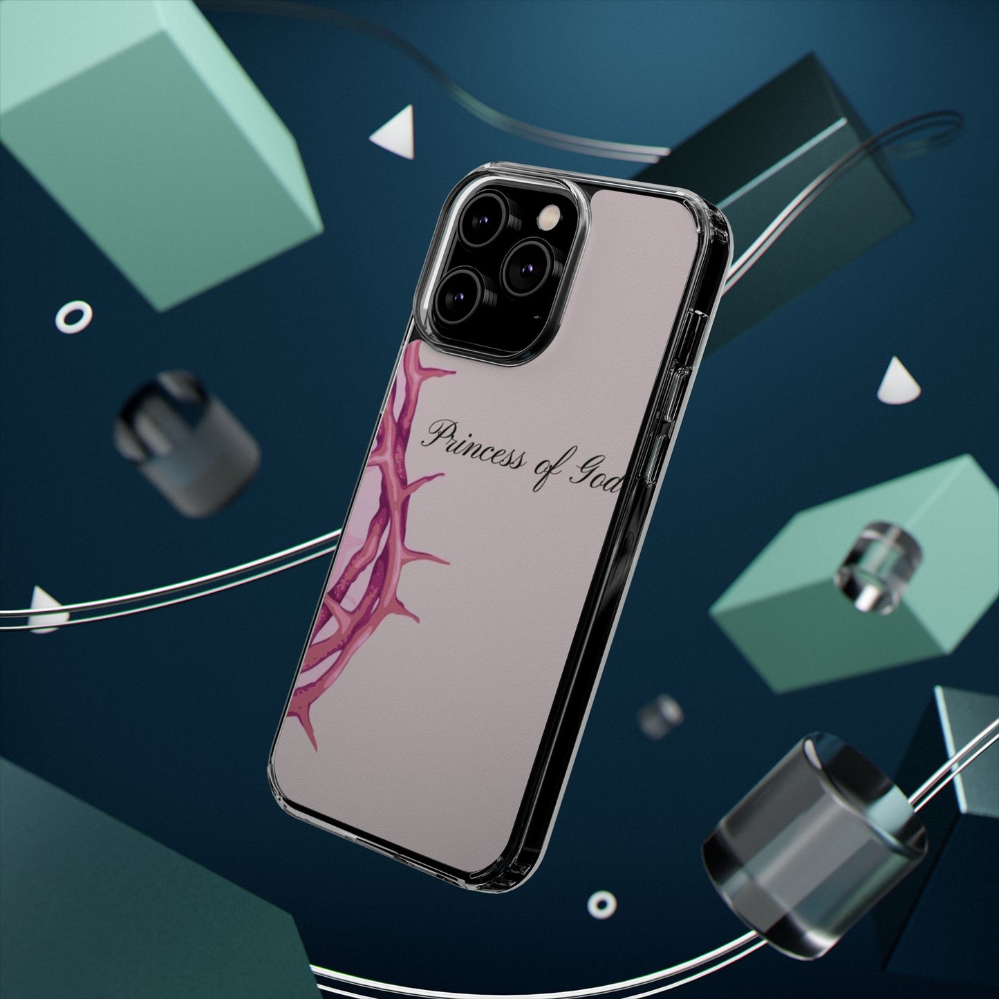 Phone Case — "Princess of God" Pink Crown of Thorns Clear Impact-Resistant Case