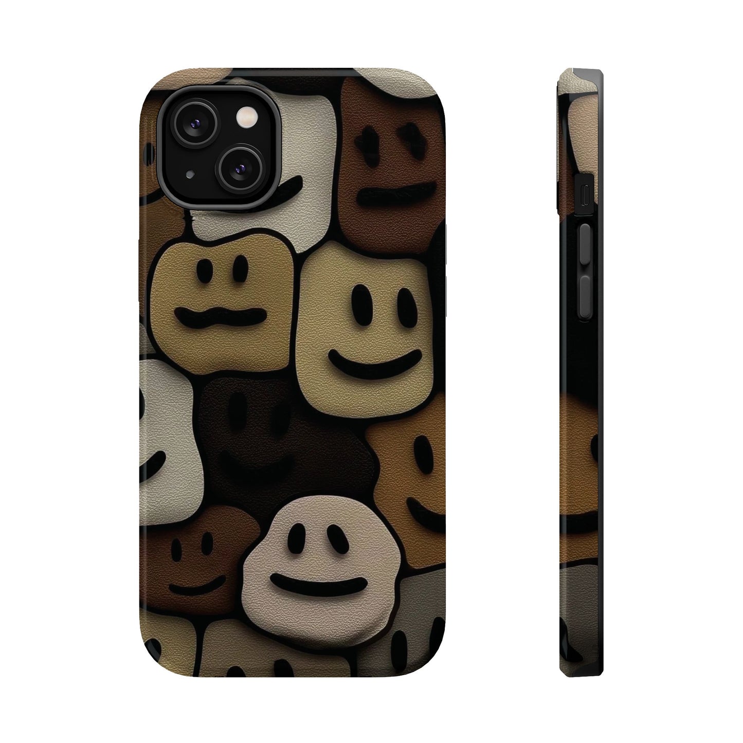 Magnetic Impact-Resistant Case — Brown Smiley Tile Phone Cover