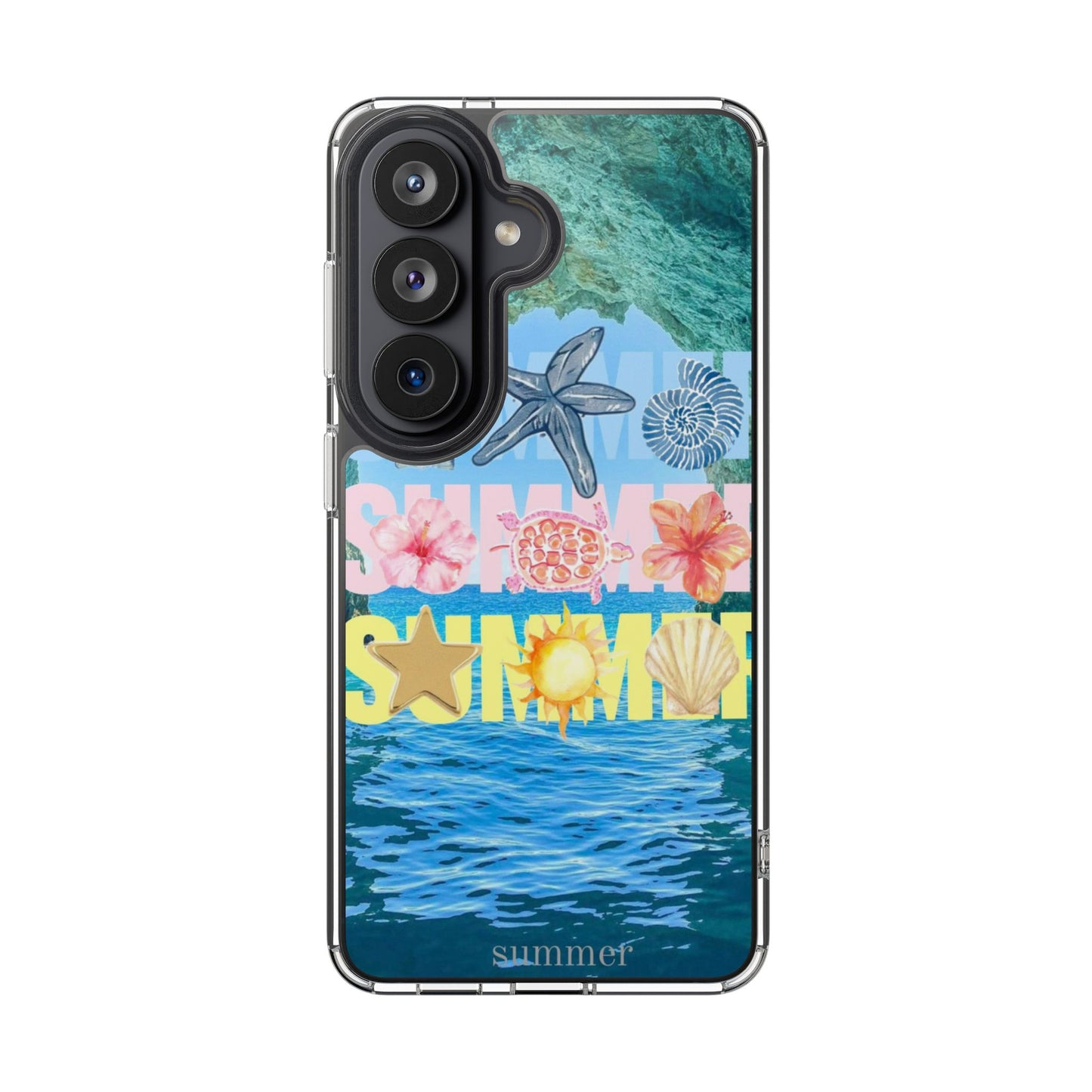 Clear Summer Beach Phone Case — Impact‑Resistant Tropical Design