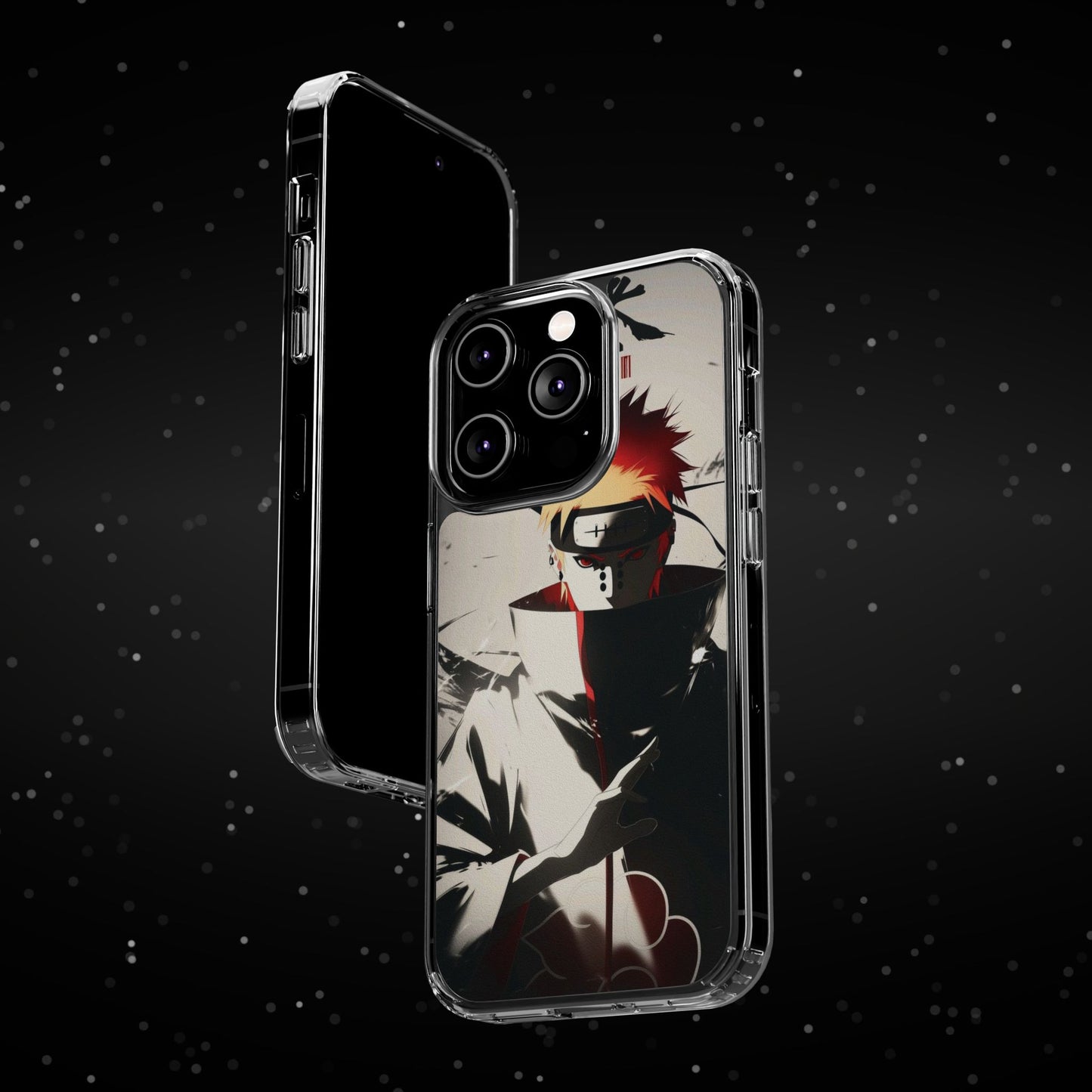 Clear Impact-Resistant Phone Case — Anime Akatsuki Shadow Design