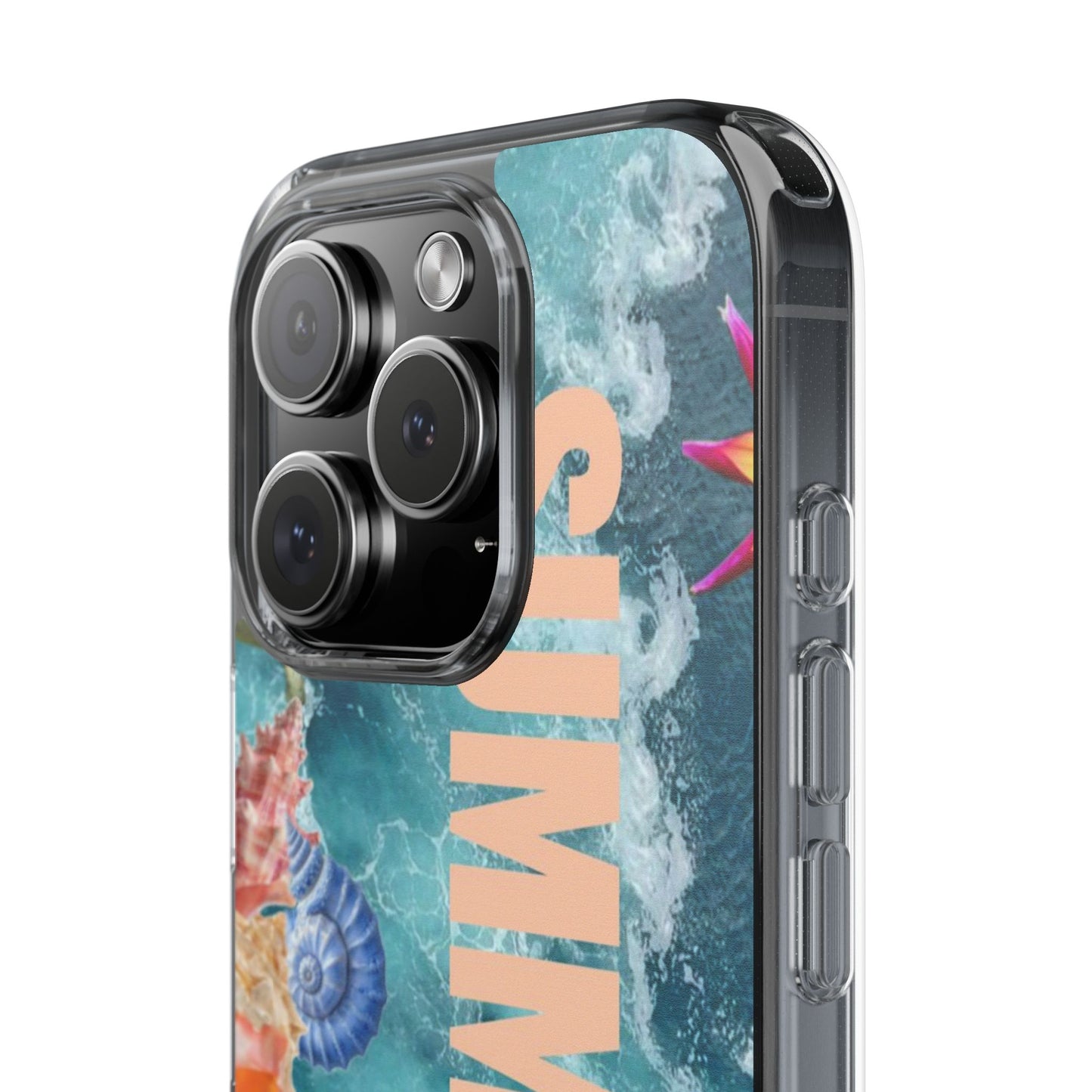 Summer Floral Clear Impact Phone Case — "SUMMER" Tropical Hibiscus Design