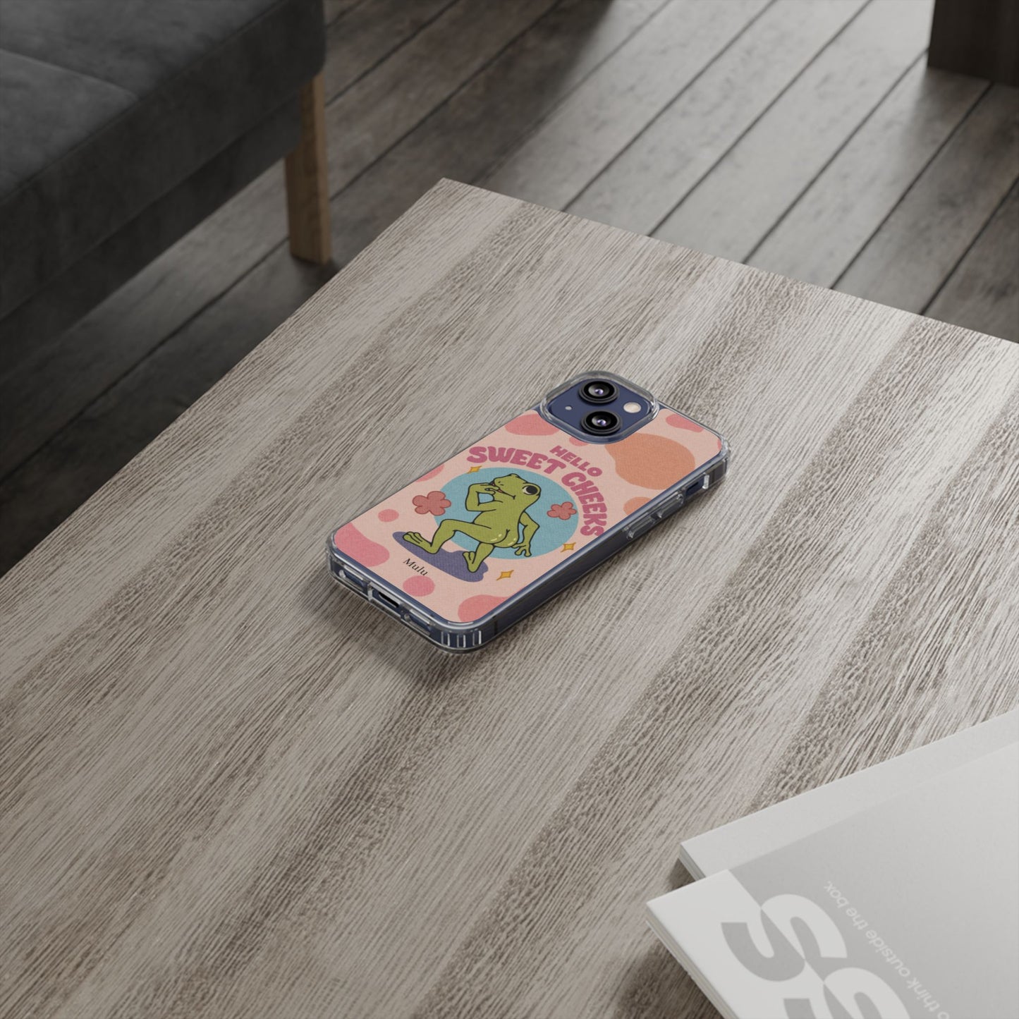 Clear Impact Phone Case — "Hello Sweet Cheeks" Retro Frog Design