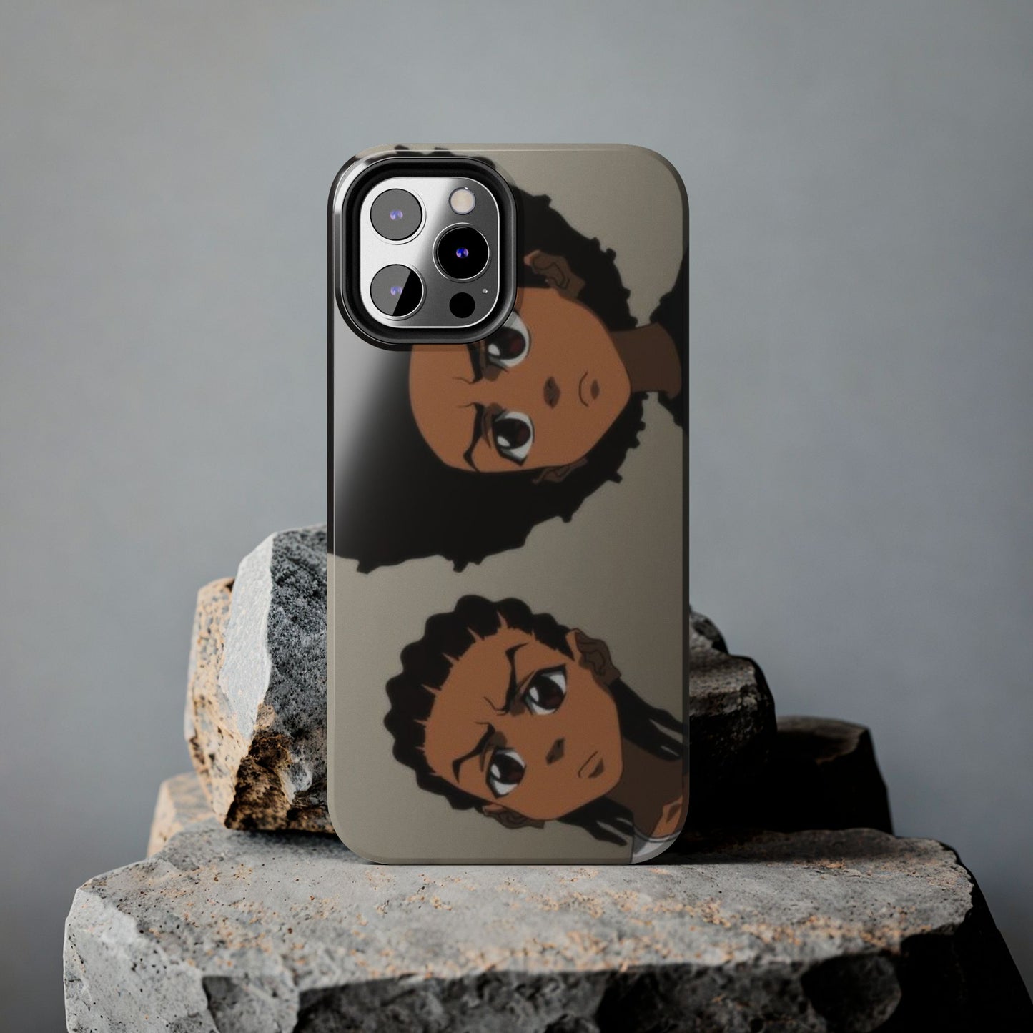 Tough Phone Case — Afro Anime Duo Face Design, Protective Shockproof Cover