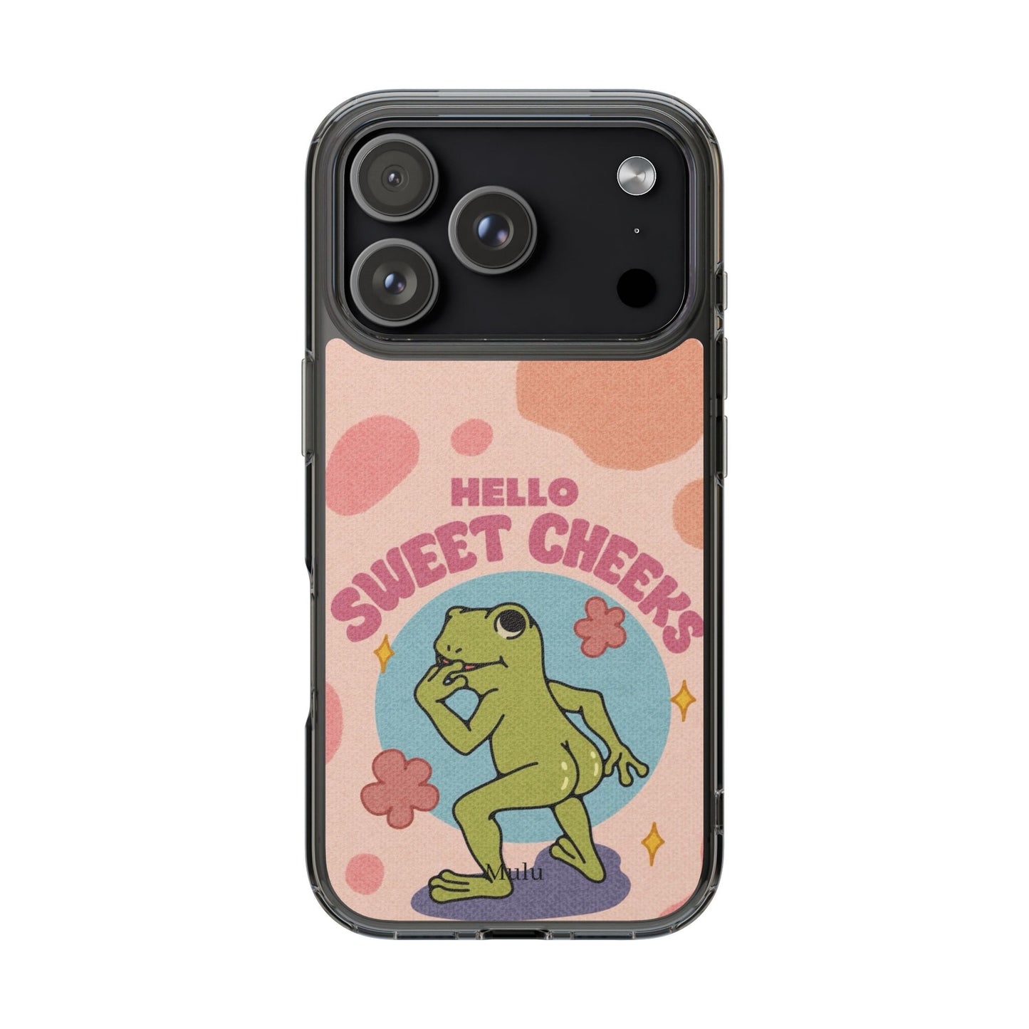 Clear Impact Phone Case — "Hello Sweet Cheeks" Retro Frog Design