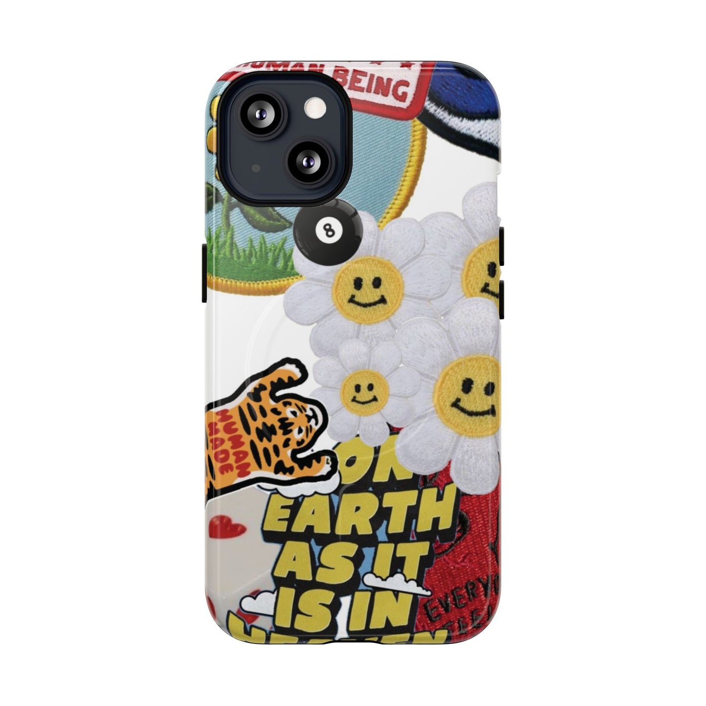 Phone Case — Retro Smiley Daisy Collage Tough Magnetic Cover