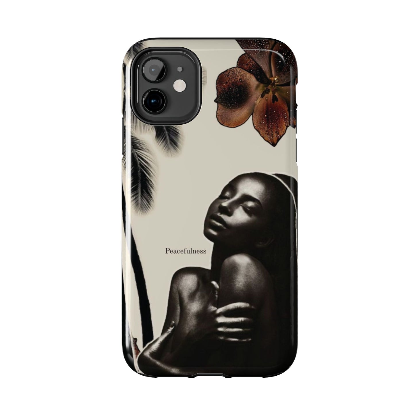 Tough Phone Case — "Peacefulness" Artistic Black Woman Floral Design