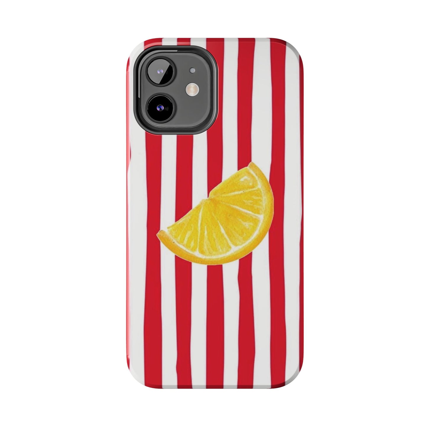 Lemon Slice Red & White Stripe Tough Phone Case