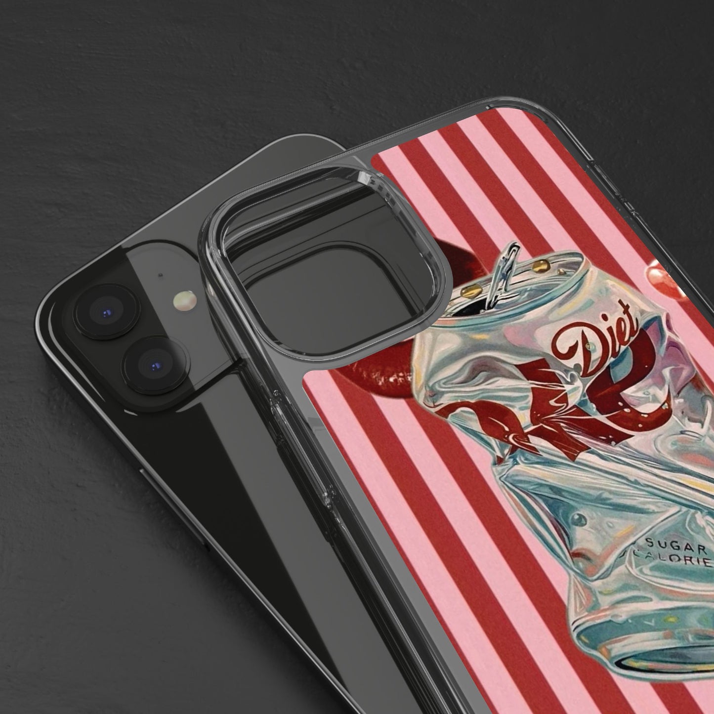 Diet Cola Crush Clear Phone Case – Retro Soda Pop Design