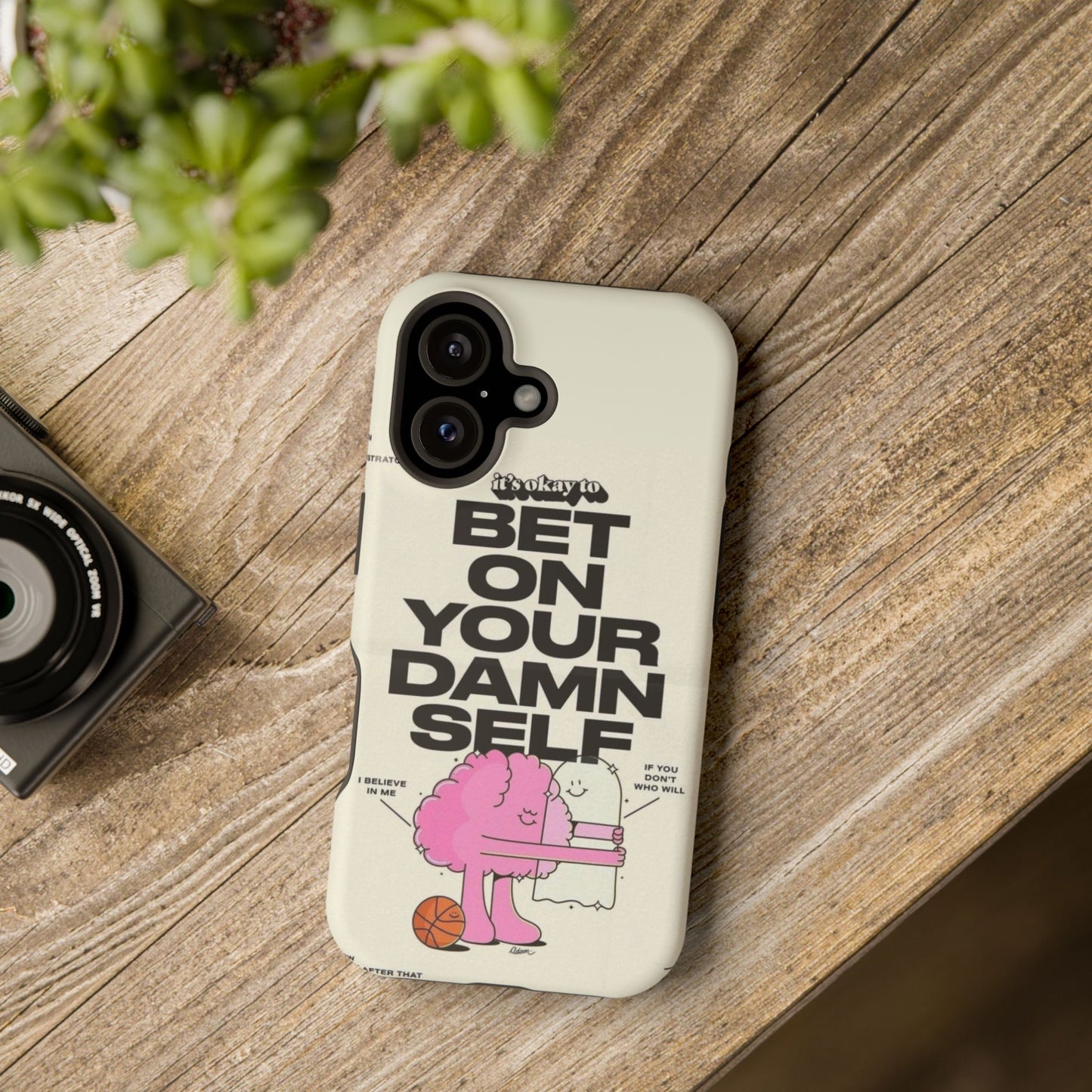 Magnetic Impact-Resistant Case — "Bet On Your Damn Self" Motivational Phone Cover