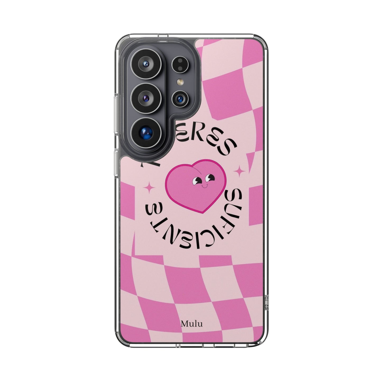 Clear Impact-Resistant Phone Case — Pink Checkerheart “Tu Eres Suficiente” Design