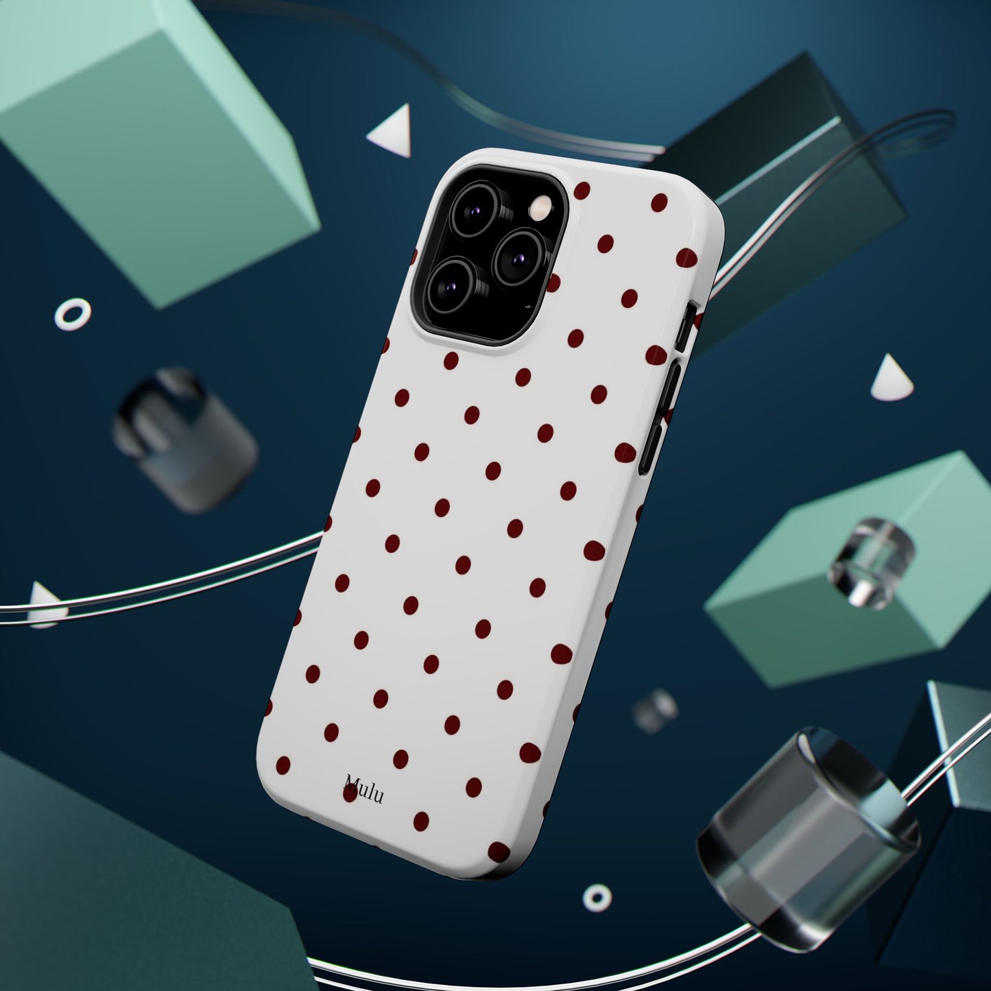 Polka Dot Magnetic Impact-Resistant Phone Case — Red Dots on White