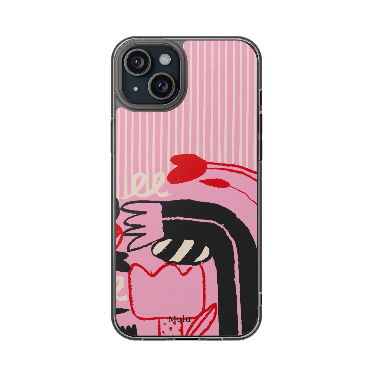 Clear Impact-Resistant Case — Pink Cute Heart Cartoon Design
