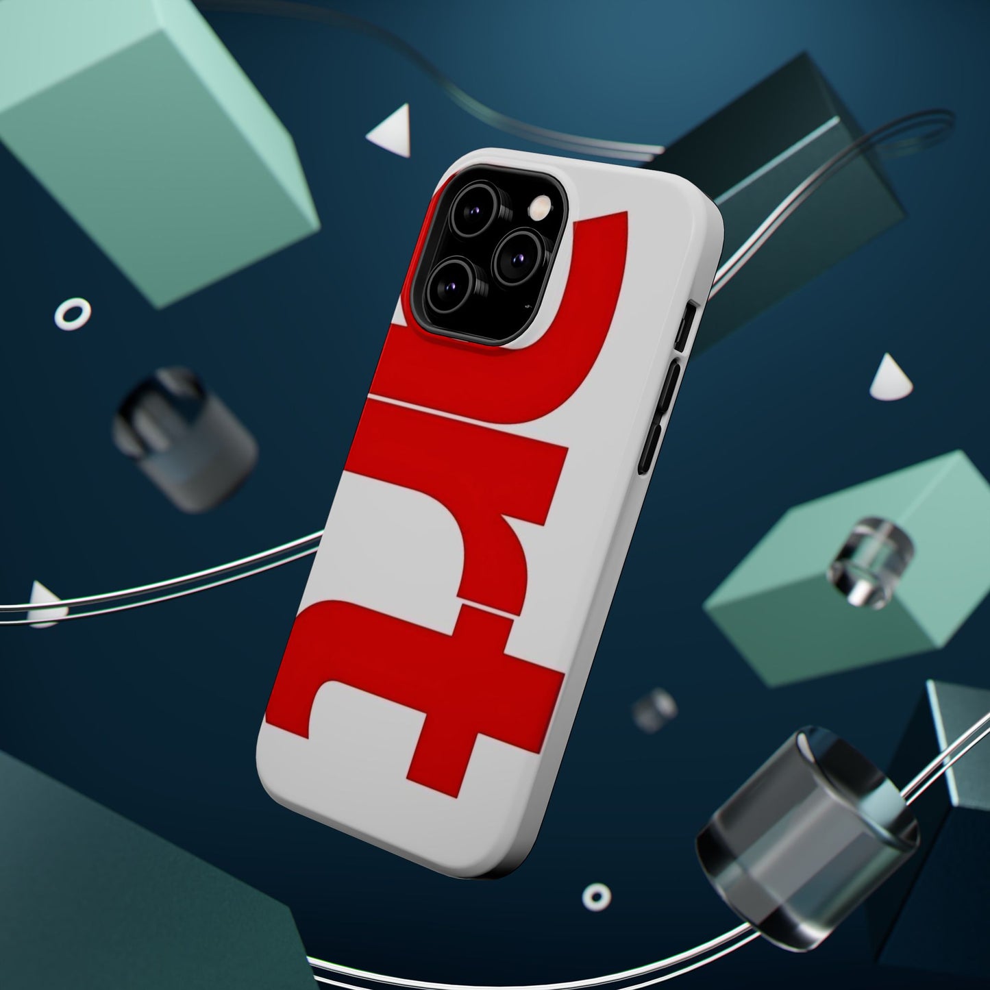 Magnetic Impact-Resistant Phone Case — Bold Red Typographic Design