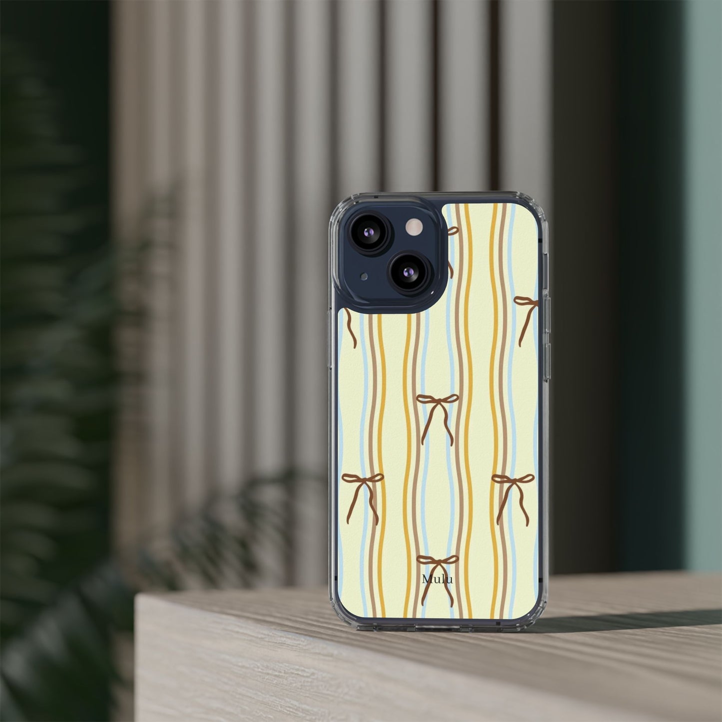 Ballet Ribbon Stripe Clear Impact Phone Case — Pastel Yellow Protective Cover