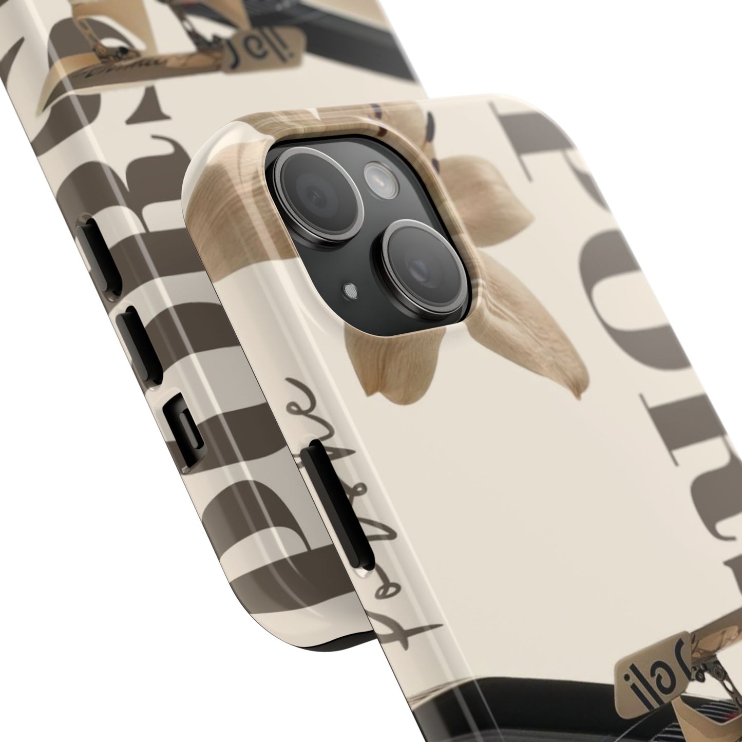Tough Phone Case — Beige Sports Car Design with 'Tourist' Typography