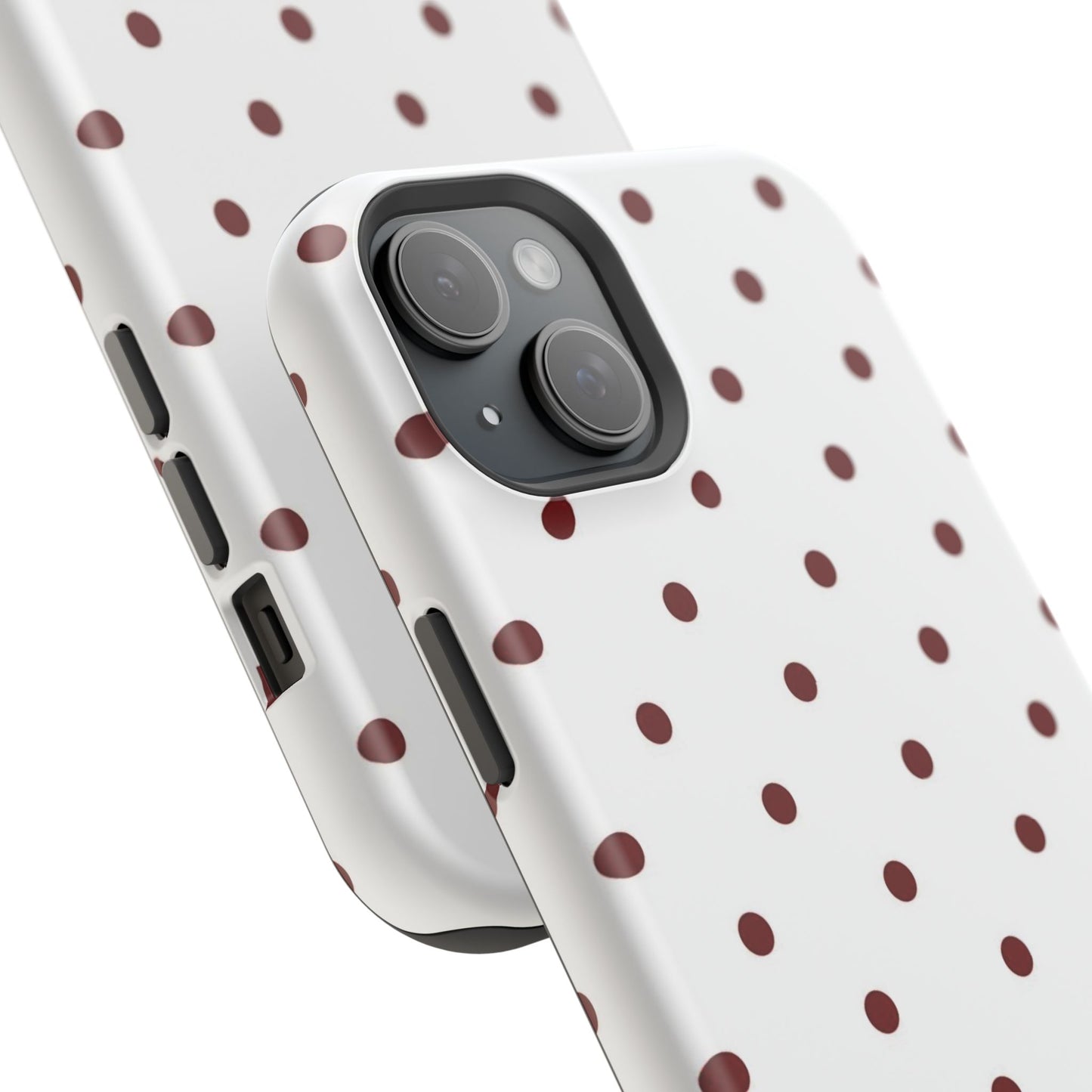 Polka Dot Magnetic Impact-Resistant Phone Case — Red Dots on White