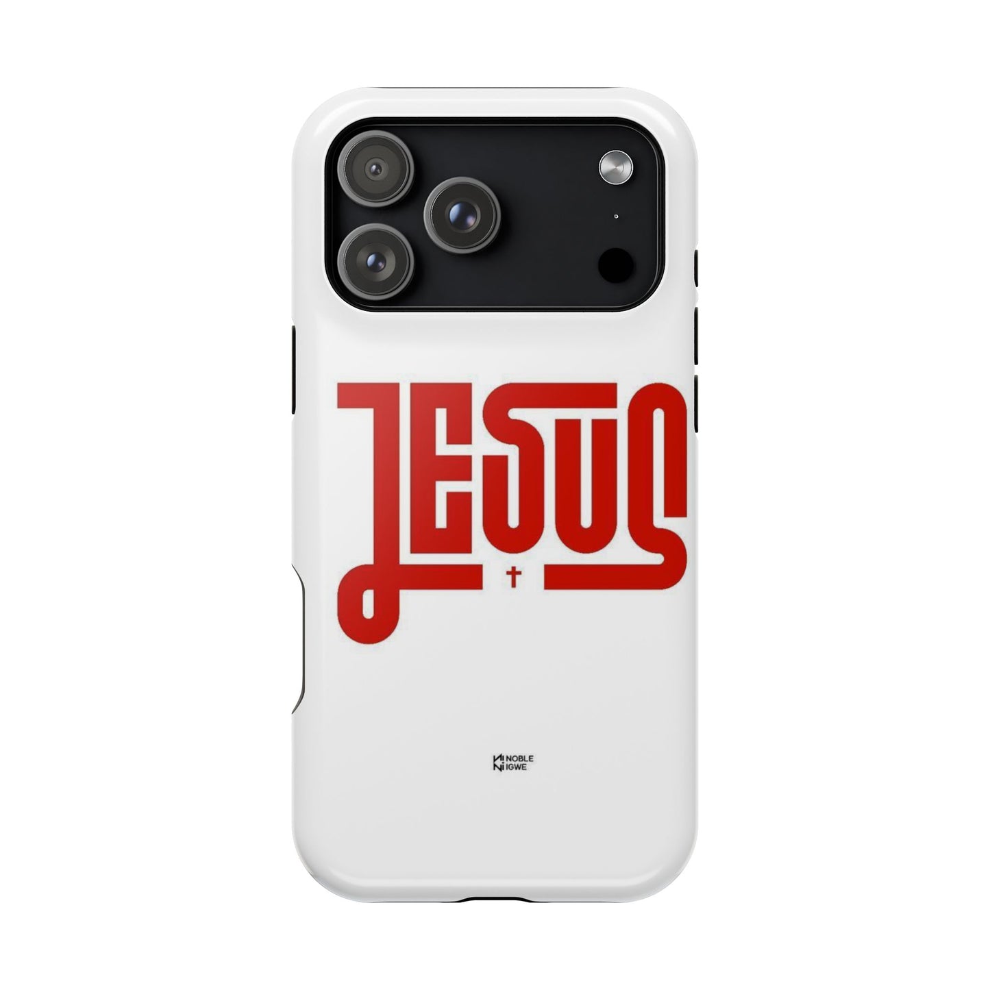 Jesus Magnetic Impact‑Resistant Phone Case — Bold Red Script Christian iPhone Cover