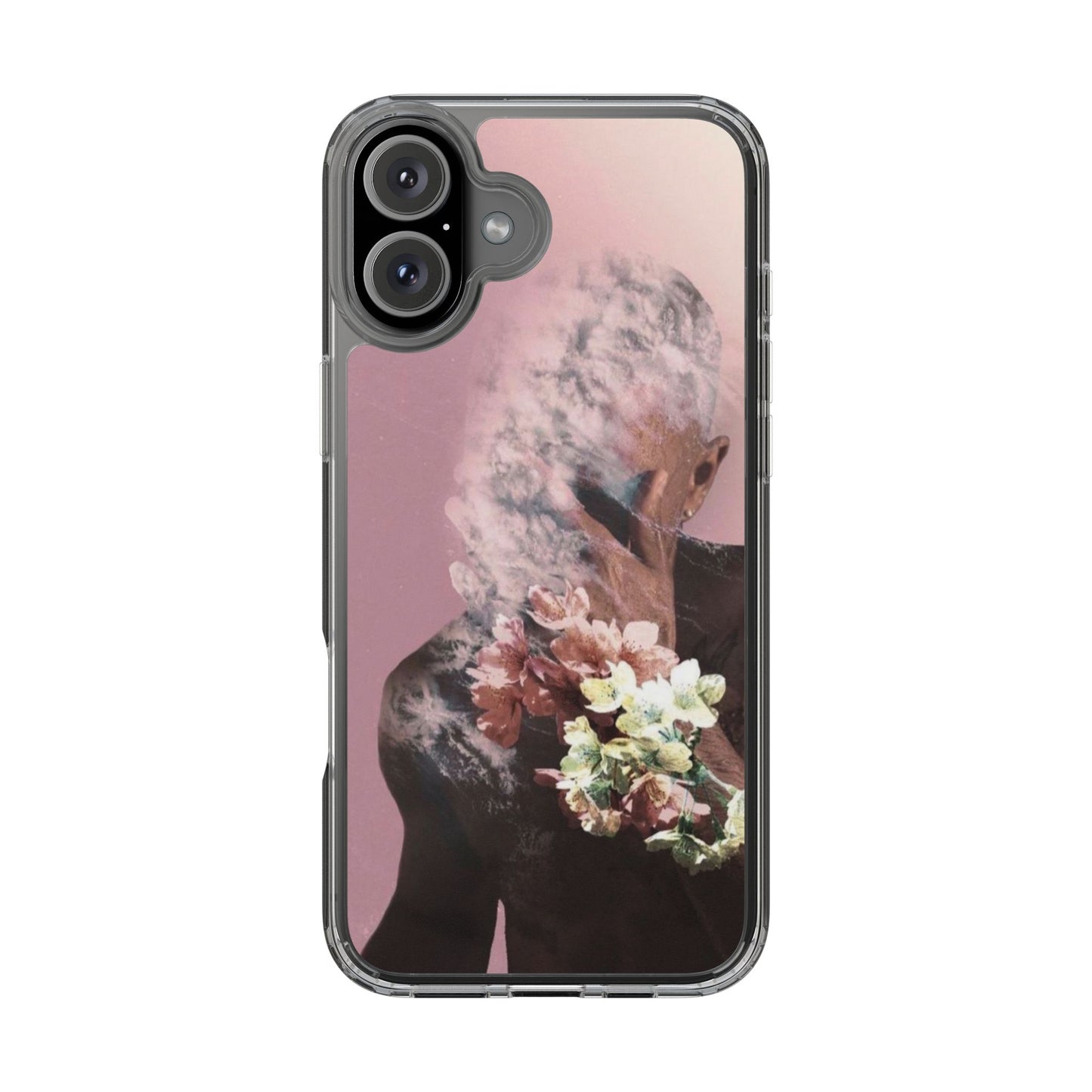Clear Phone Case — Pink Floral Smoke Art iPhone Case