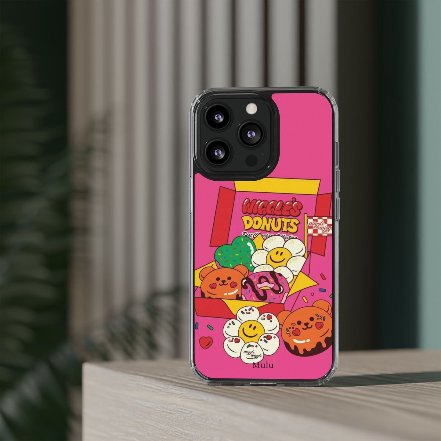 Donut Box Cute Phone Case — Clear Impact‑Resistant iPhone Cover with Smiling Donuts