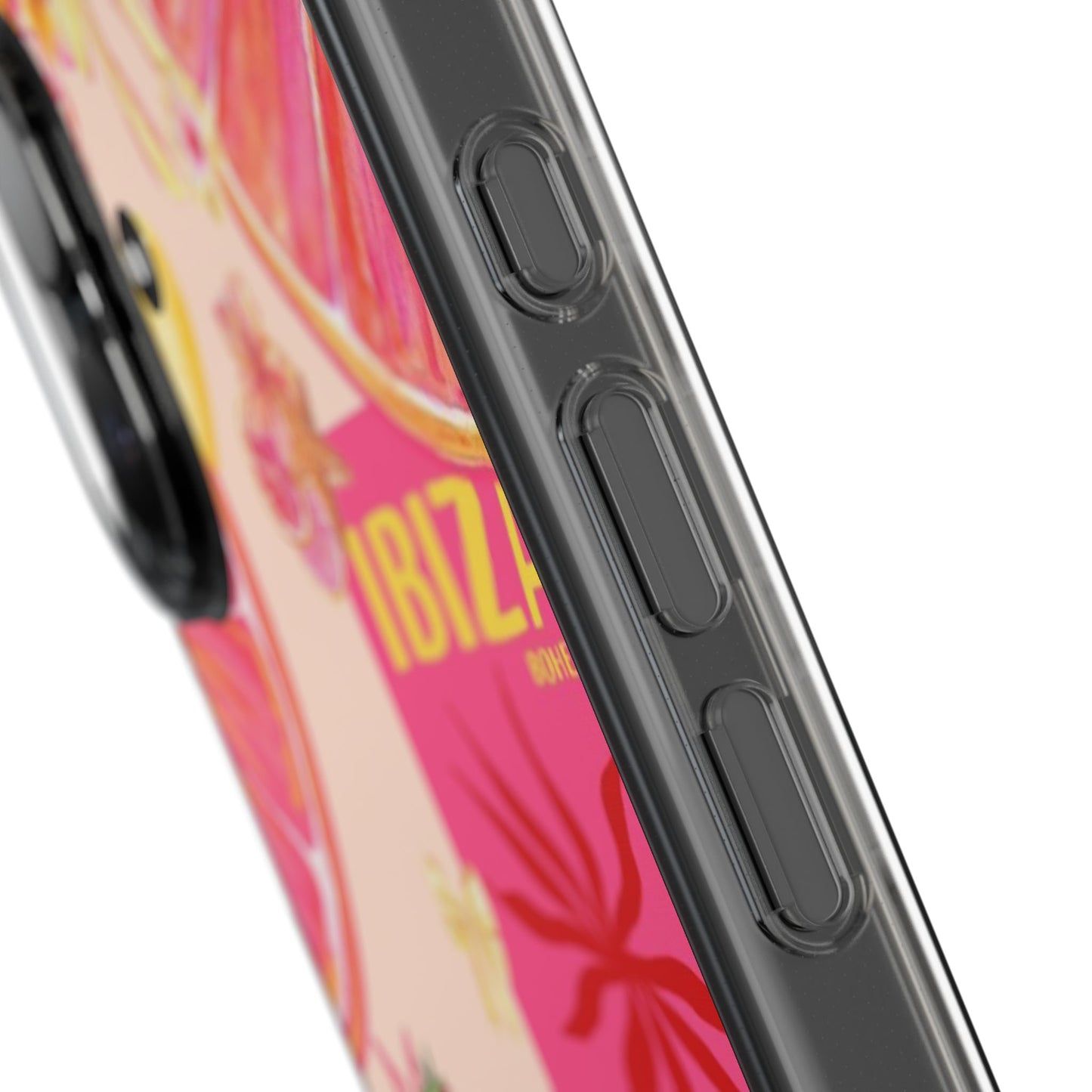 Clear Impact Phone Case — Pink Ibiza Citrus Floral Design