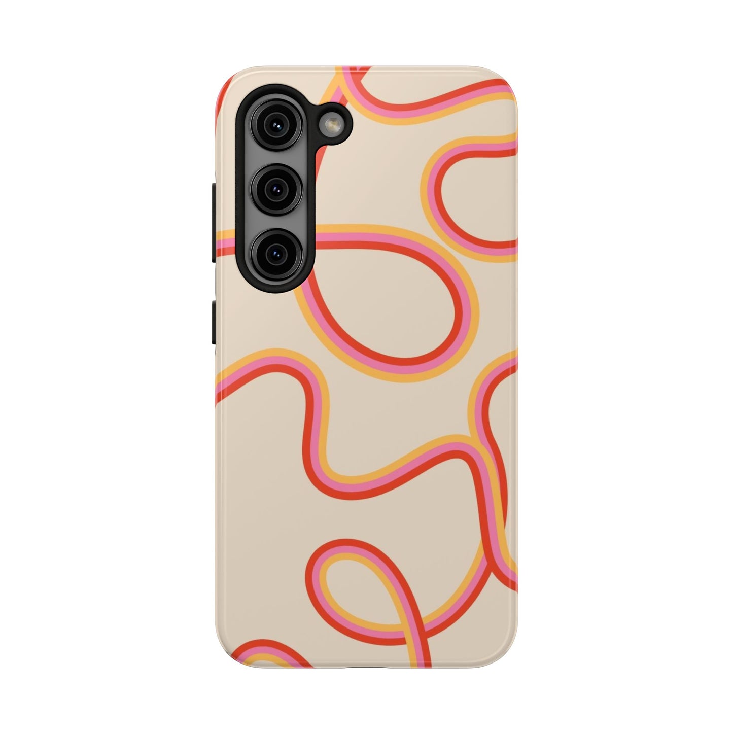 Retro Swirl Tough Phone Case — Beige Pink Orange Abstract Protection