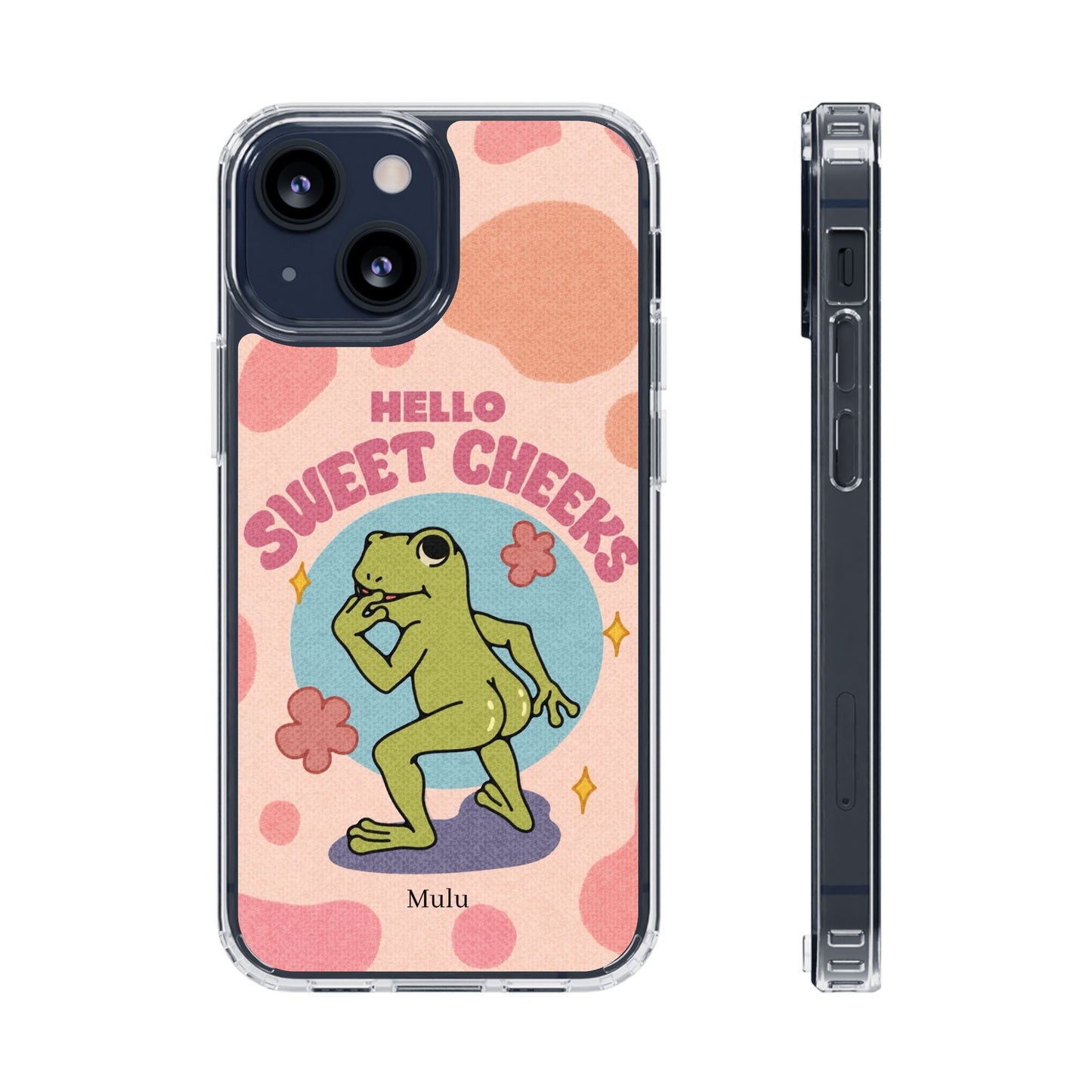 Clear Impact Phone Case — "Hello Sweet Cheeks" Retro Frog Design