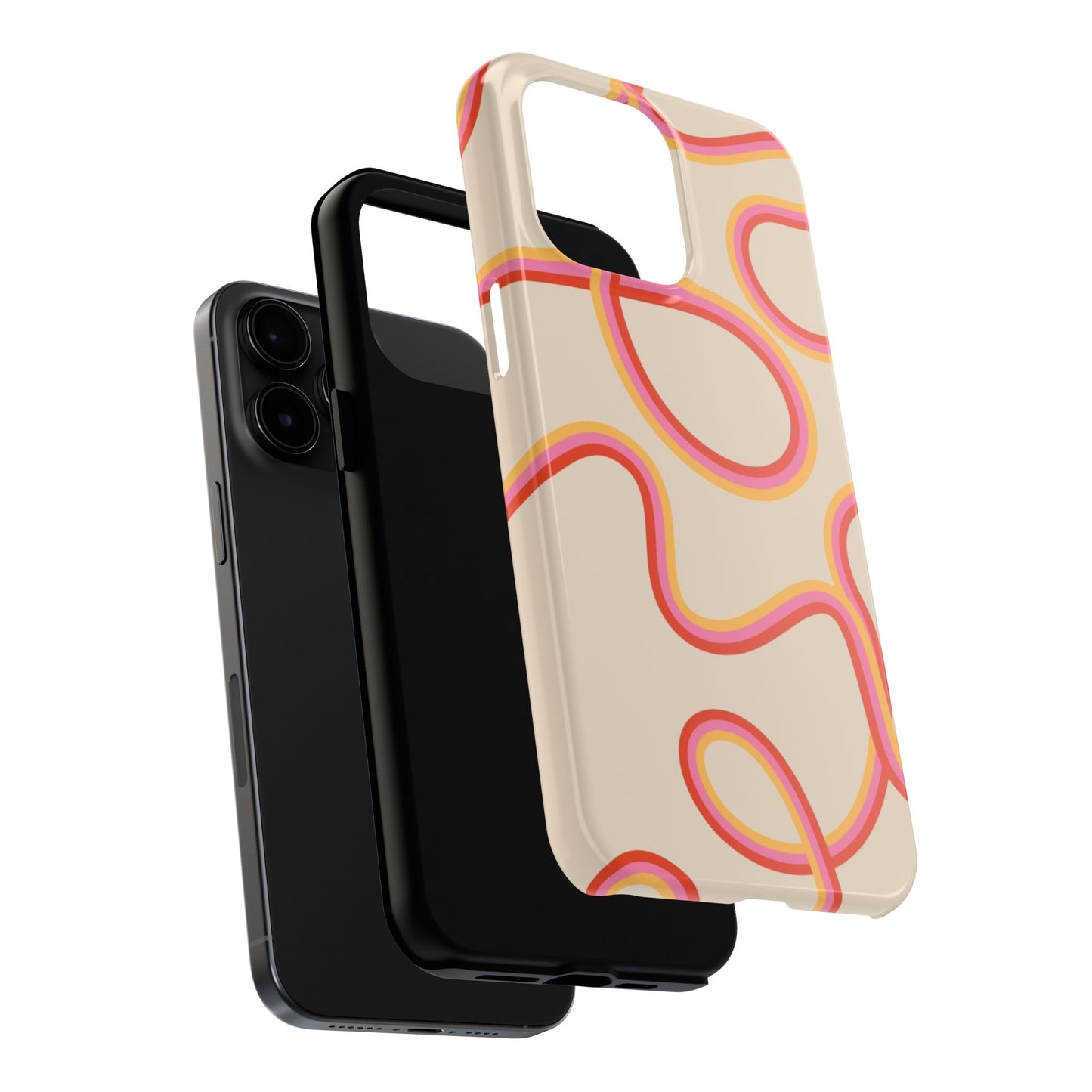 Retro Swirl Tough Phone Case — Beige Pink Orange Abstract Protection