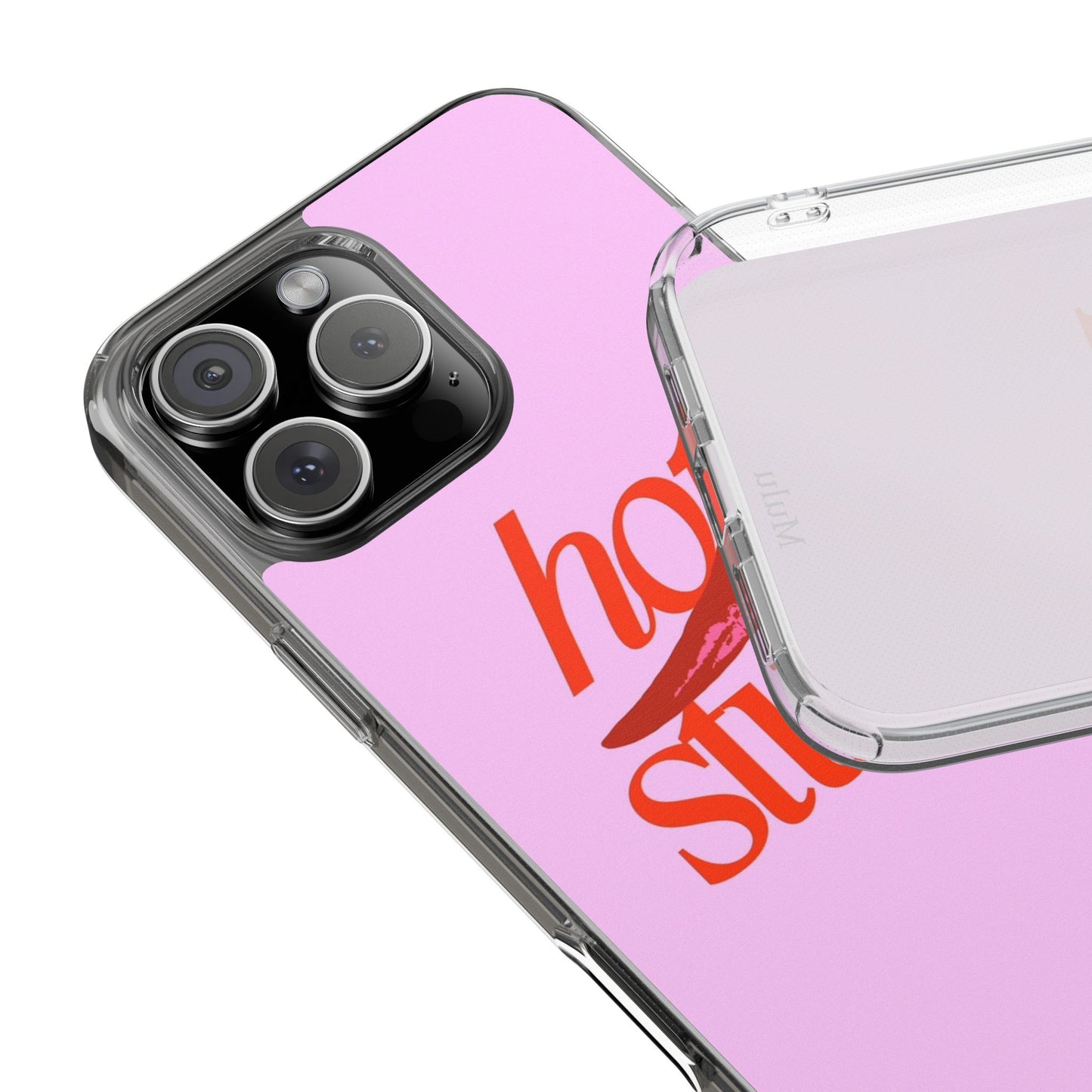 Hot Stuff Clear Impact Phone Case — Pink Retro Typography iPhone Cover