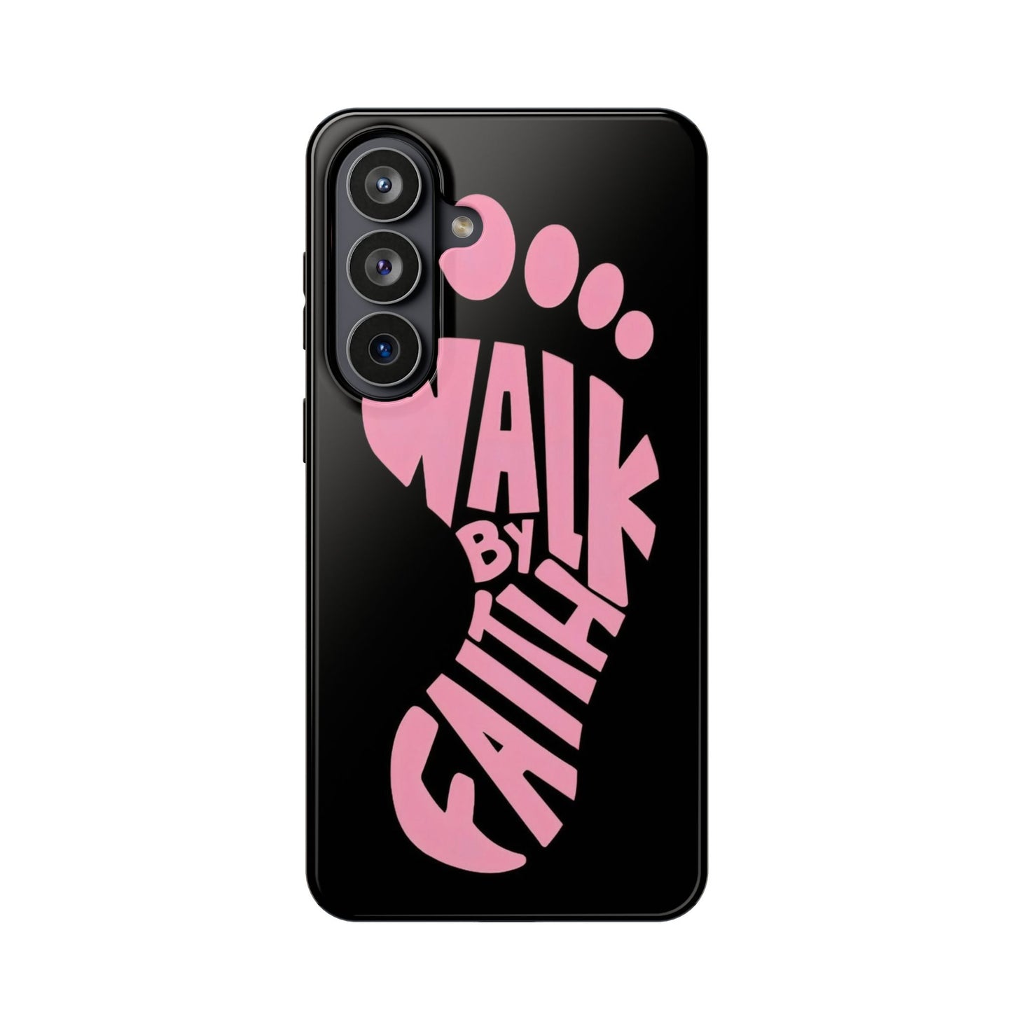 Phone Case — "Walk By Faith" Pink Footprint Magnetic Impact-Resistant Case