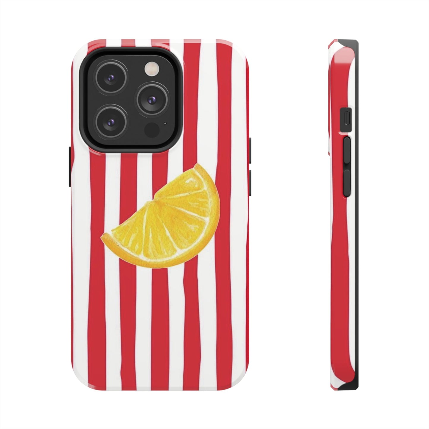 Lemon Slice Red & White Stripe Tough Phone Case