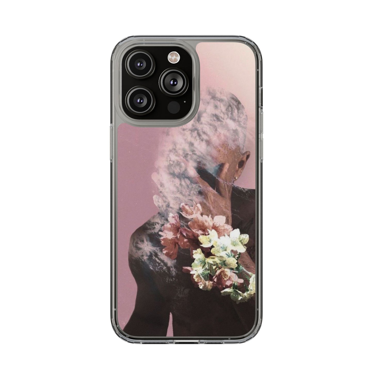 Clear Phone Case — Pink Floral Smoke Art iPhone Case