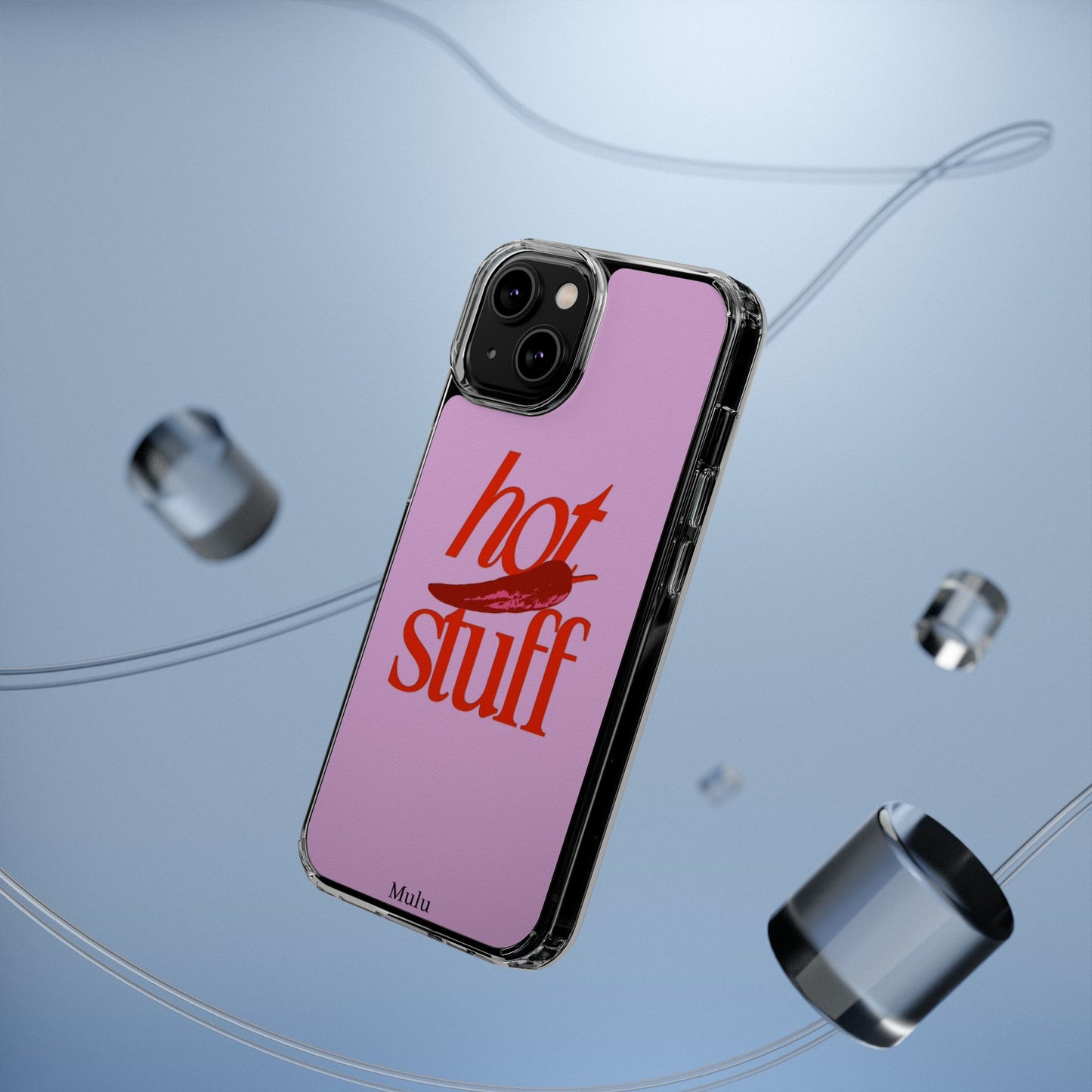 Hot Stuff Clear Impact Phone Case — Pink Retro Typography iPhone Cover