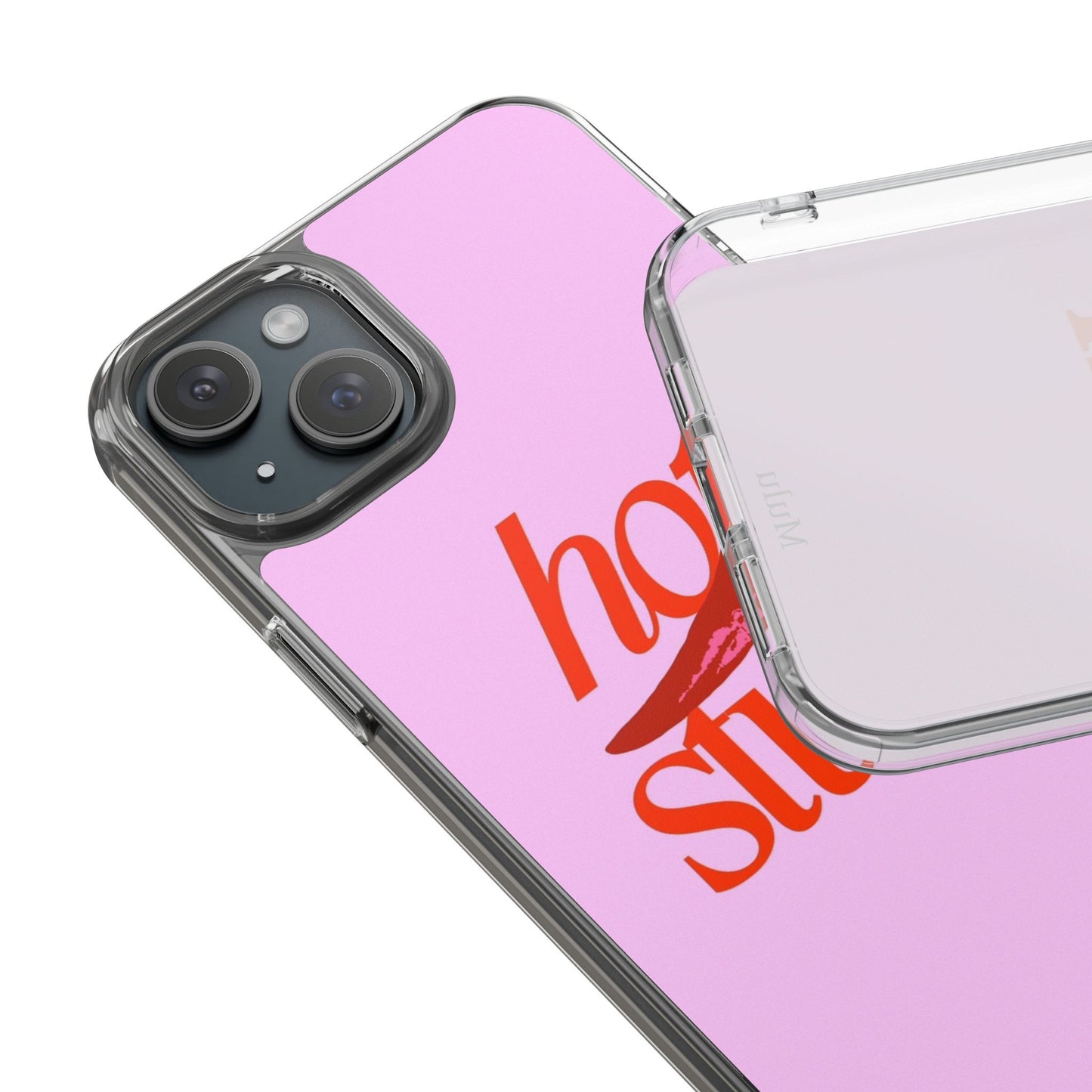 Hot Stuff Clear Impact Phone Case — Pink Retro Typography iPhone Cover