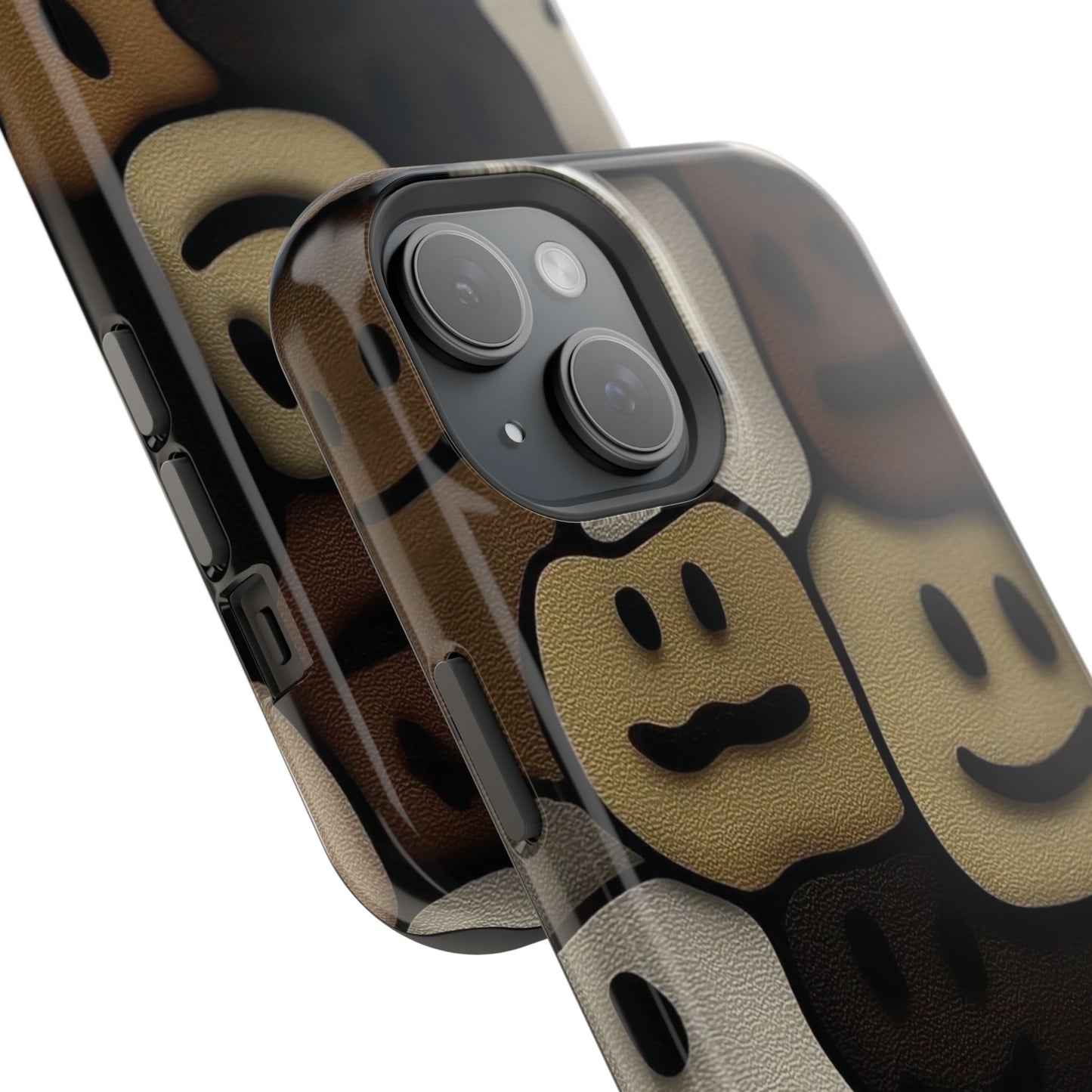Magnetic Impact-Resistant Case — Brown Smiley Tile Phone Cover