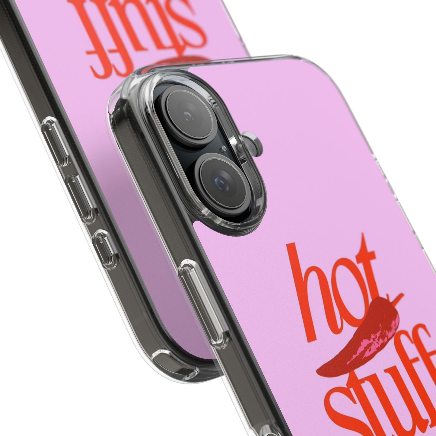 Hot Stuff Clear Impact Phone Case — Pink Retro Typography iPhone Cover