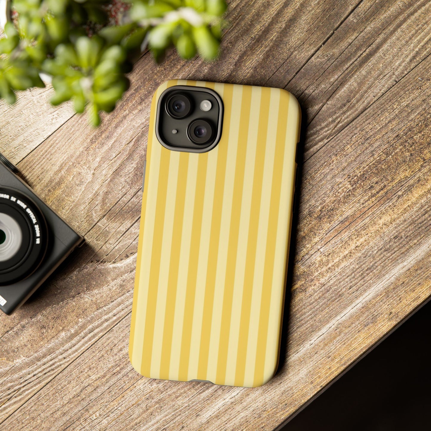Yellow Stripe Tough Phone Case — Durable Protective iPhone Cover