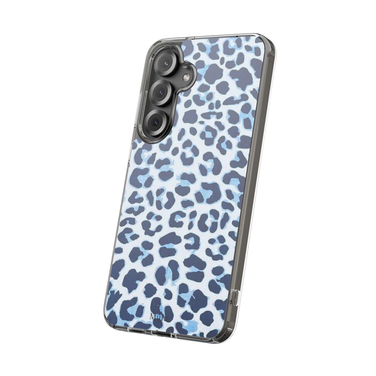 Clear Impact-Resistant Phone Case — Blue Watercolor Leopard Print