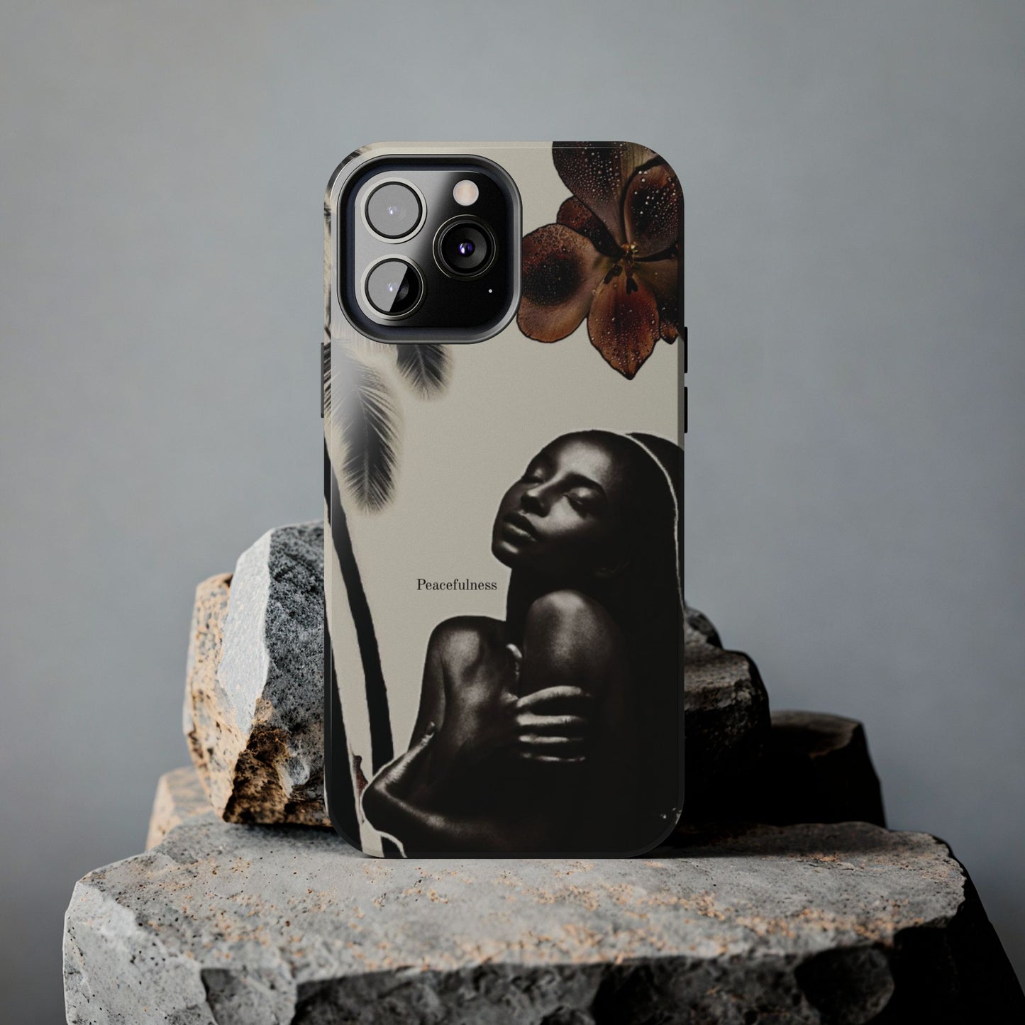 Tough Phone Case — "Peacefulness" Artistic Black Woman Floral Design