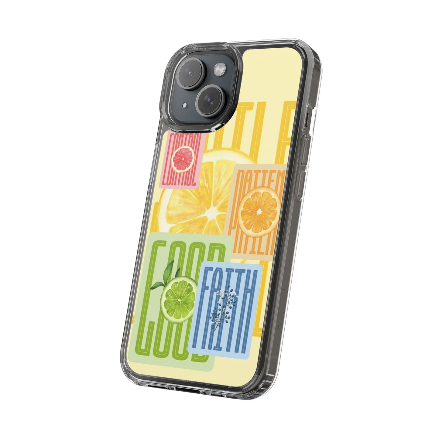 Clear Phone Case — Citrus Fruit Typography "Good Faith" Design