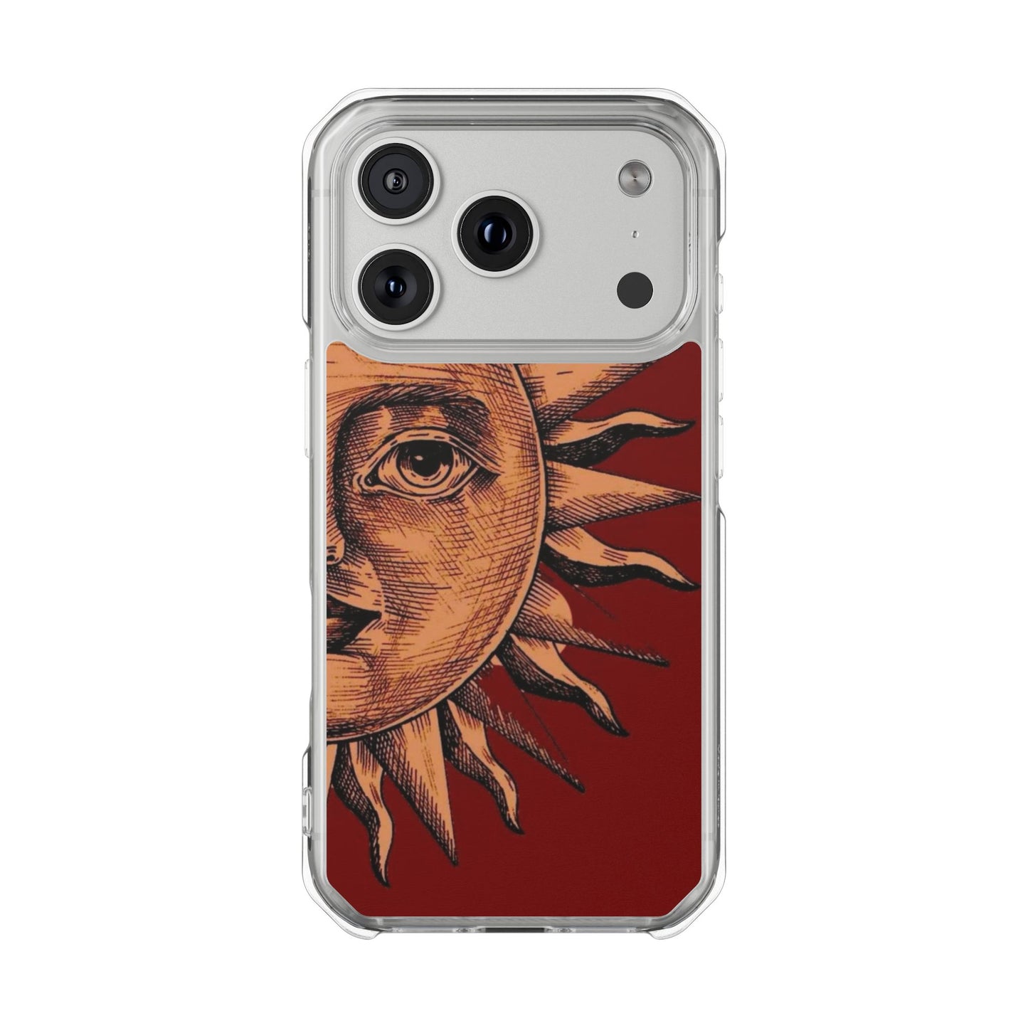 Vintage Sun Illustration Magnetic Clear Impact Phone Case