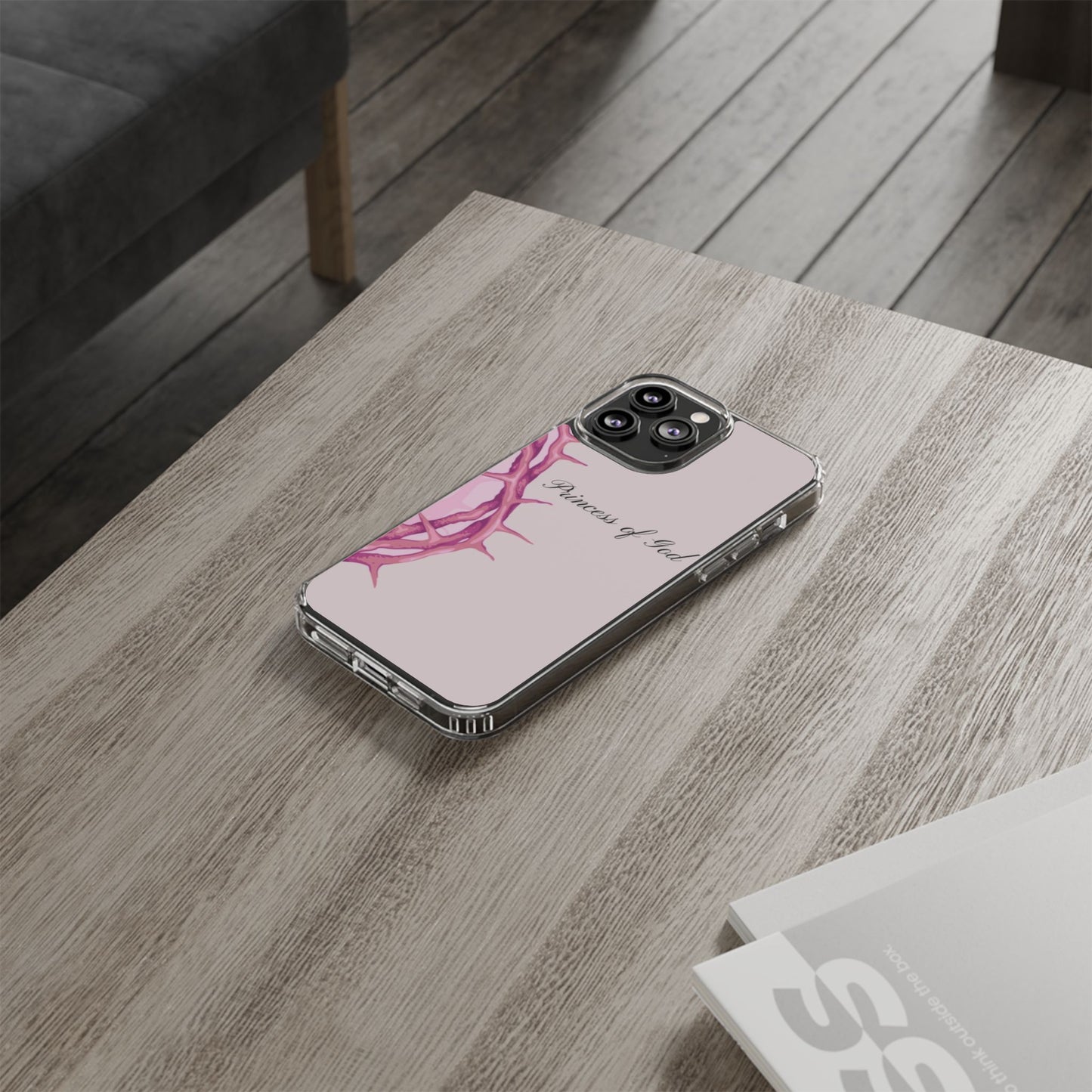 Phone Case — "Princess of God" Pink Crown of Thorns Clear Impact-Resistant Case