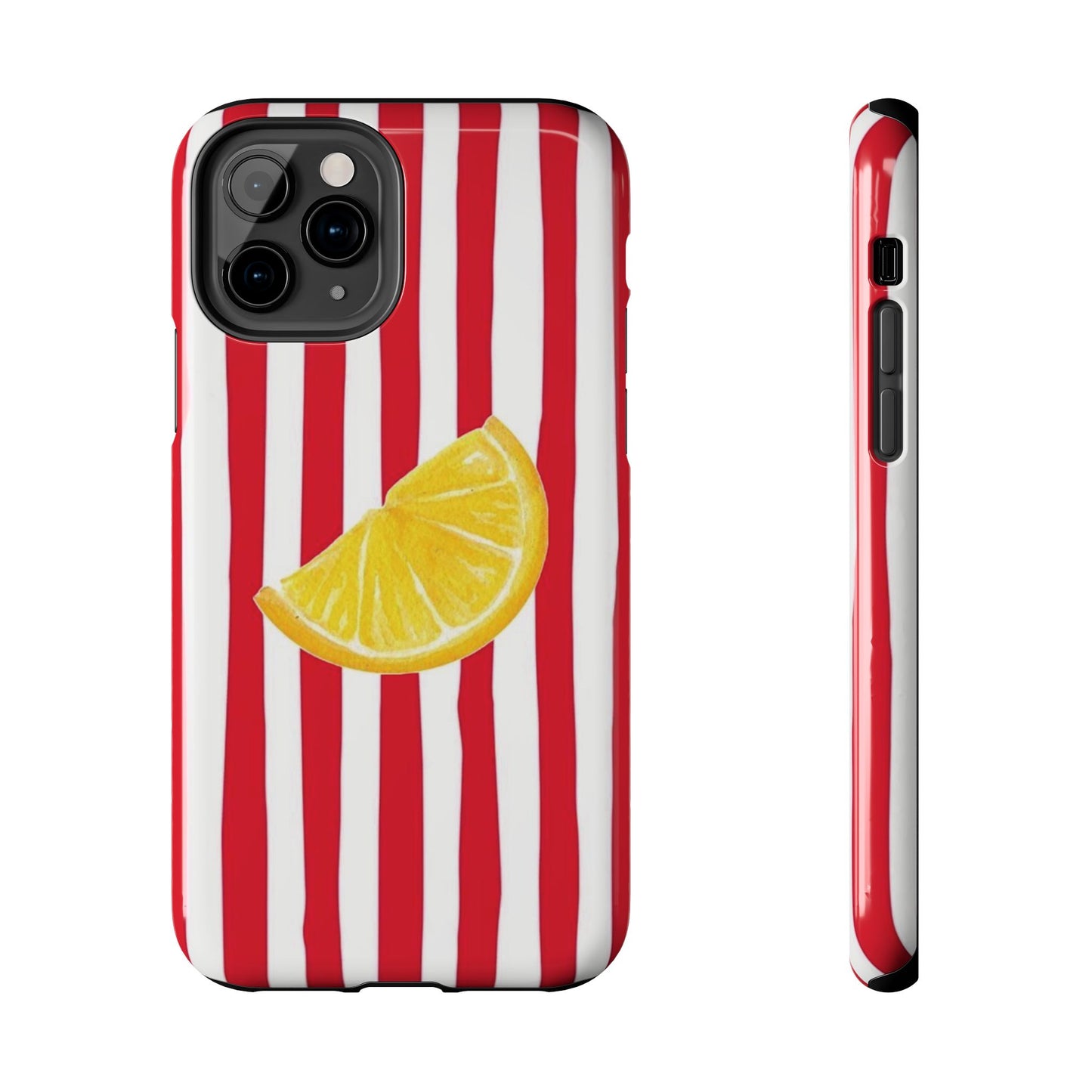 Lemon Slice Red & White Stripe Tough Phone Case