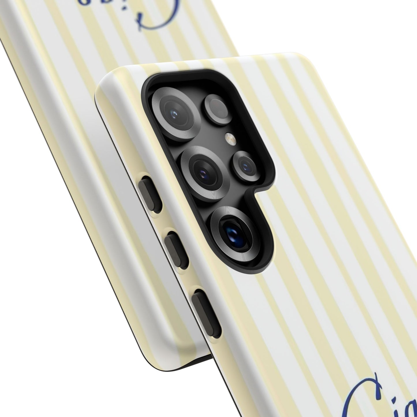 Ciao Bella Phone Case – Striped Elegant Italian Script Protective Cover